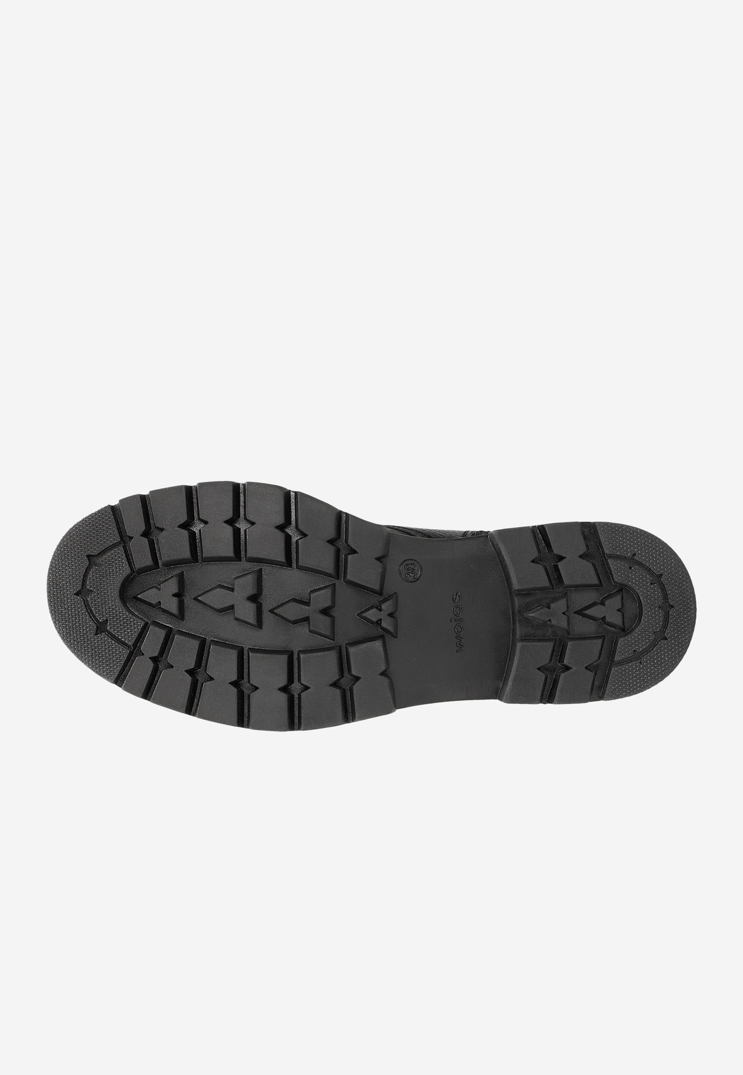 Czarne trzewiki damskie z ozdobnym złotym zamkiem na podeszwie