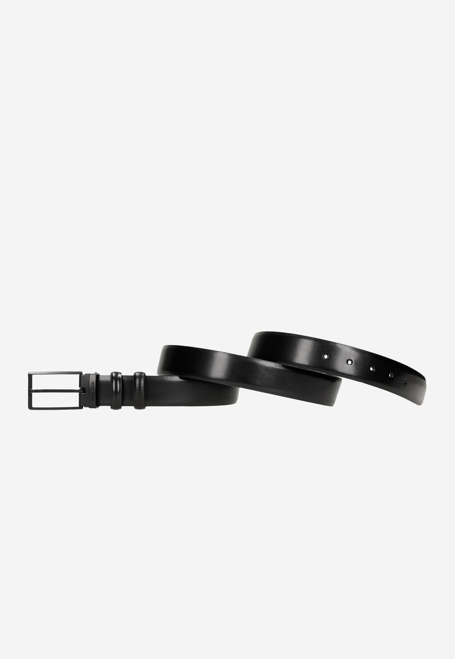 Czarny pasek męski z gładkiej skóry licowej