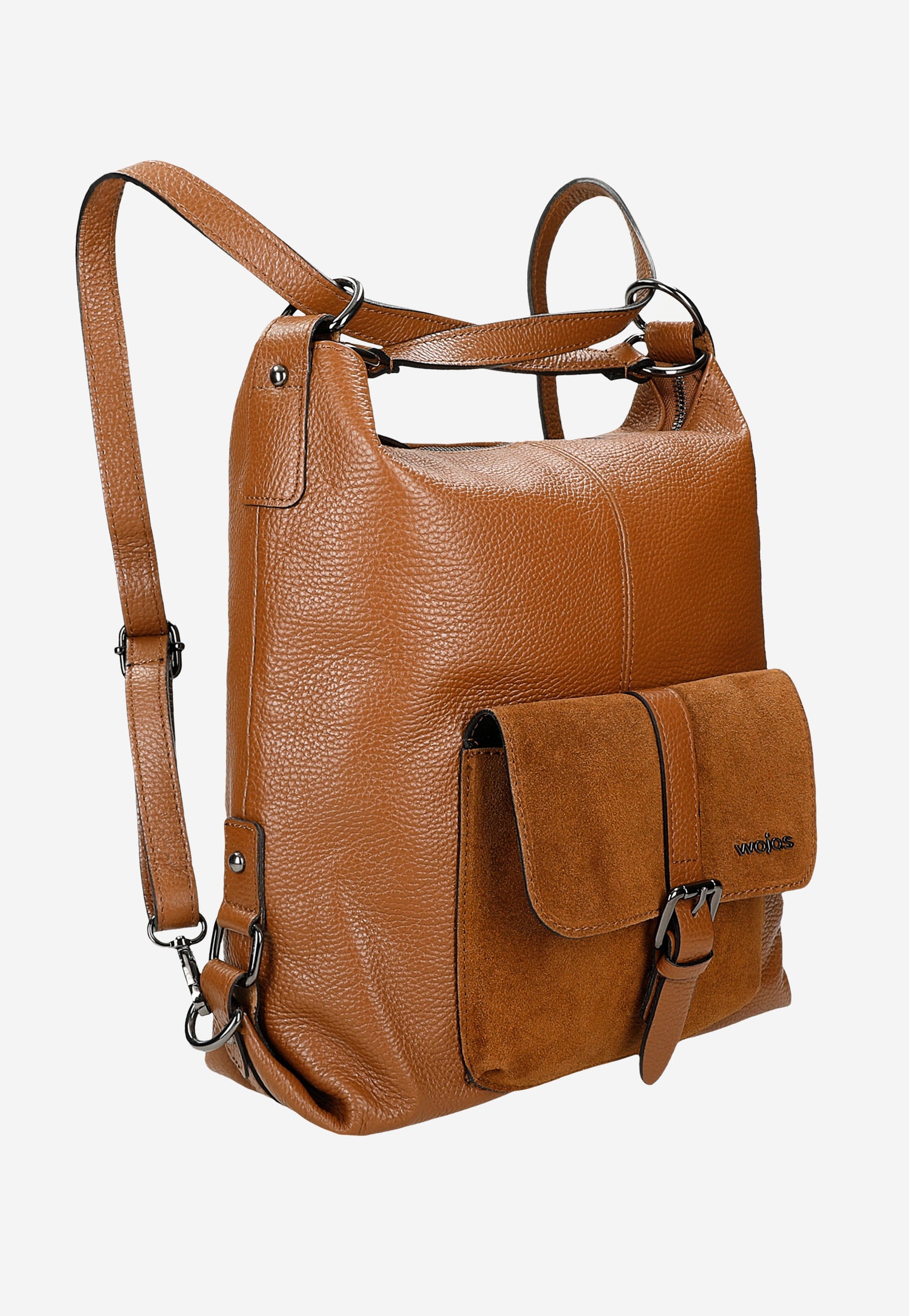 Beżowa skórzana torebka plecak 2w1