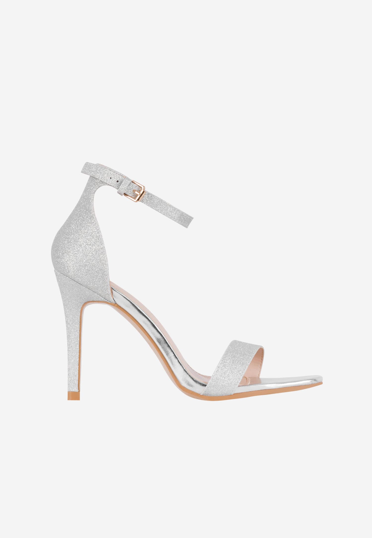 WJS eleganckie srebrne sandały damskie na obcasie