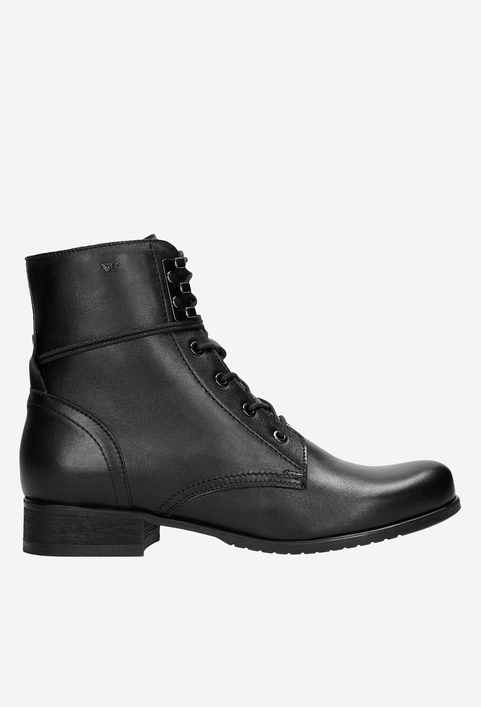 Czarne skórzane trzewiki damskie na jesień