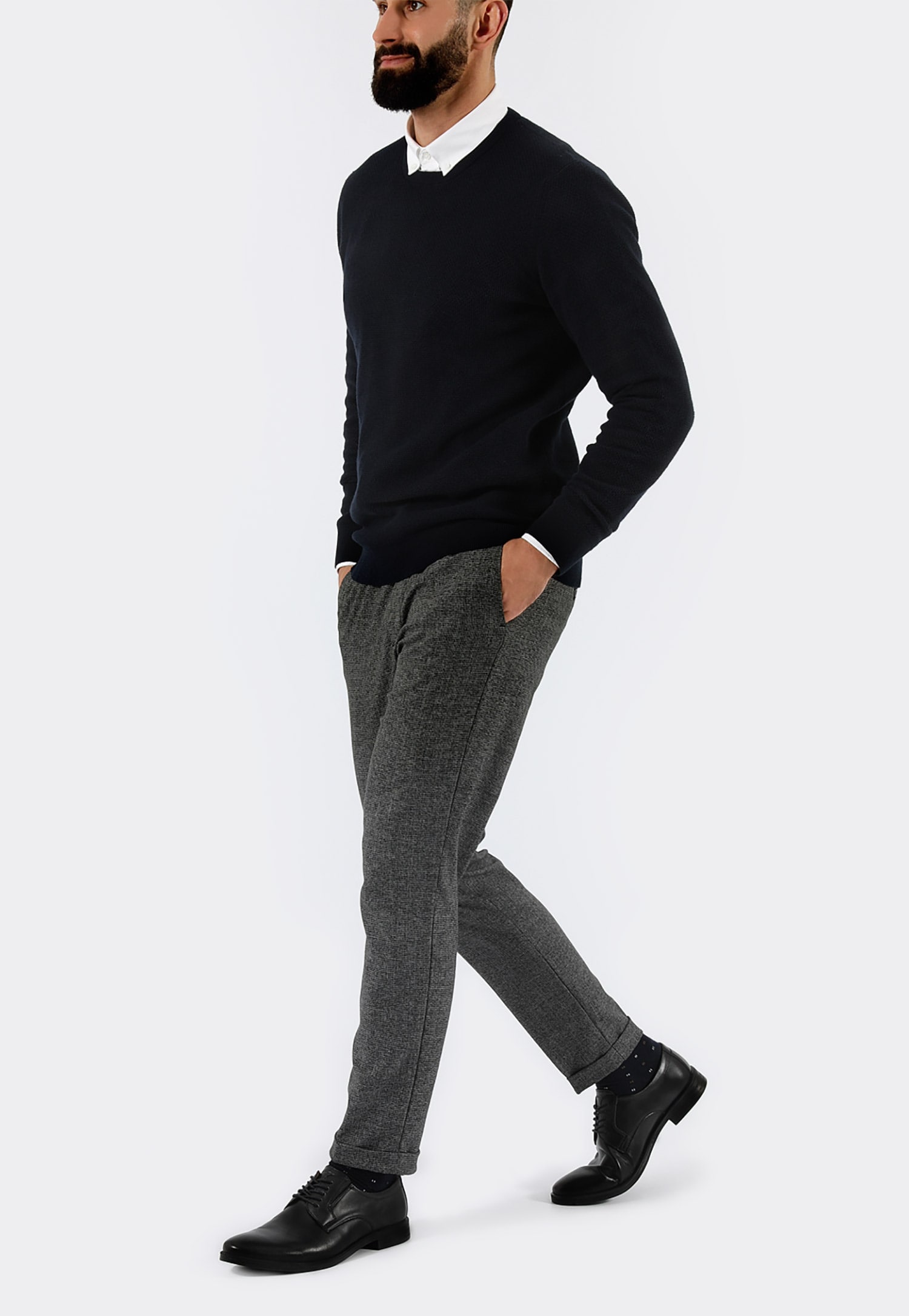 Czarne eleganckie półbuty męskie sznurowane