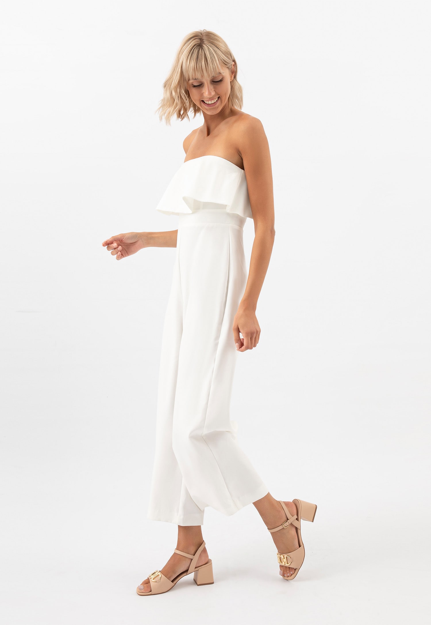 Eleganckie beżowe sandały damskie na obcasie