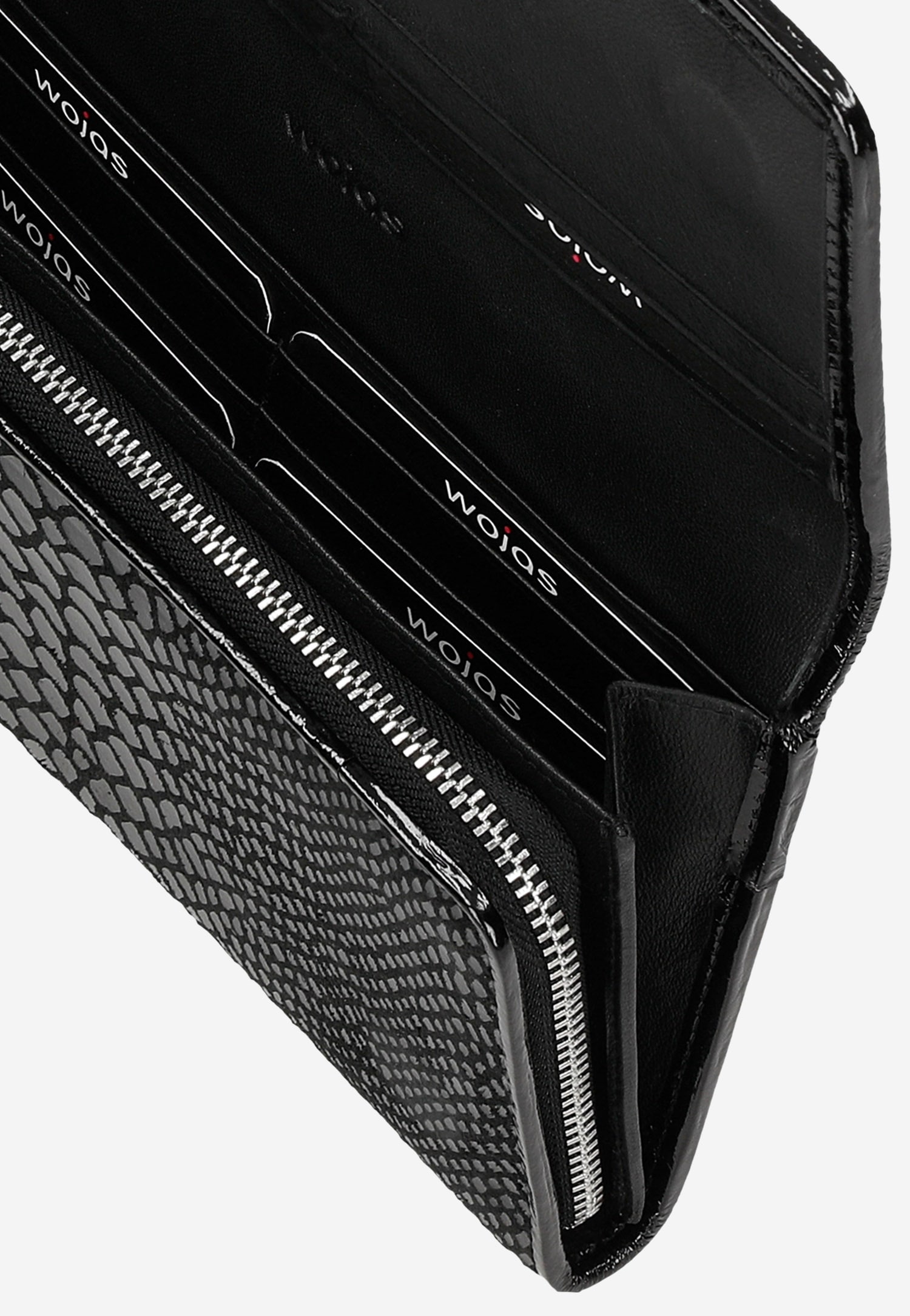 Duży czarny elegancki portfel damski