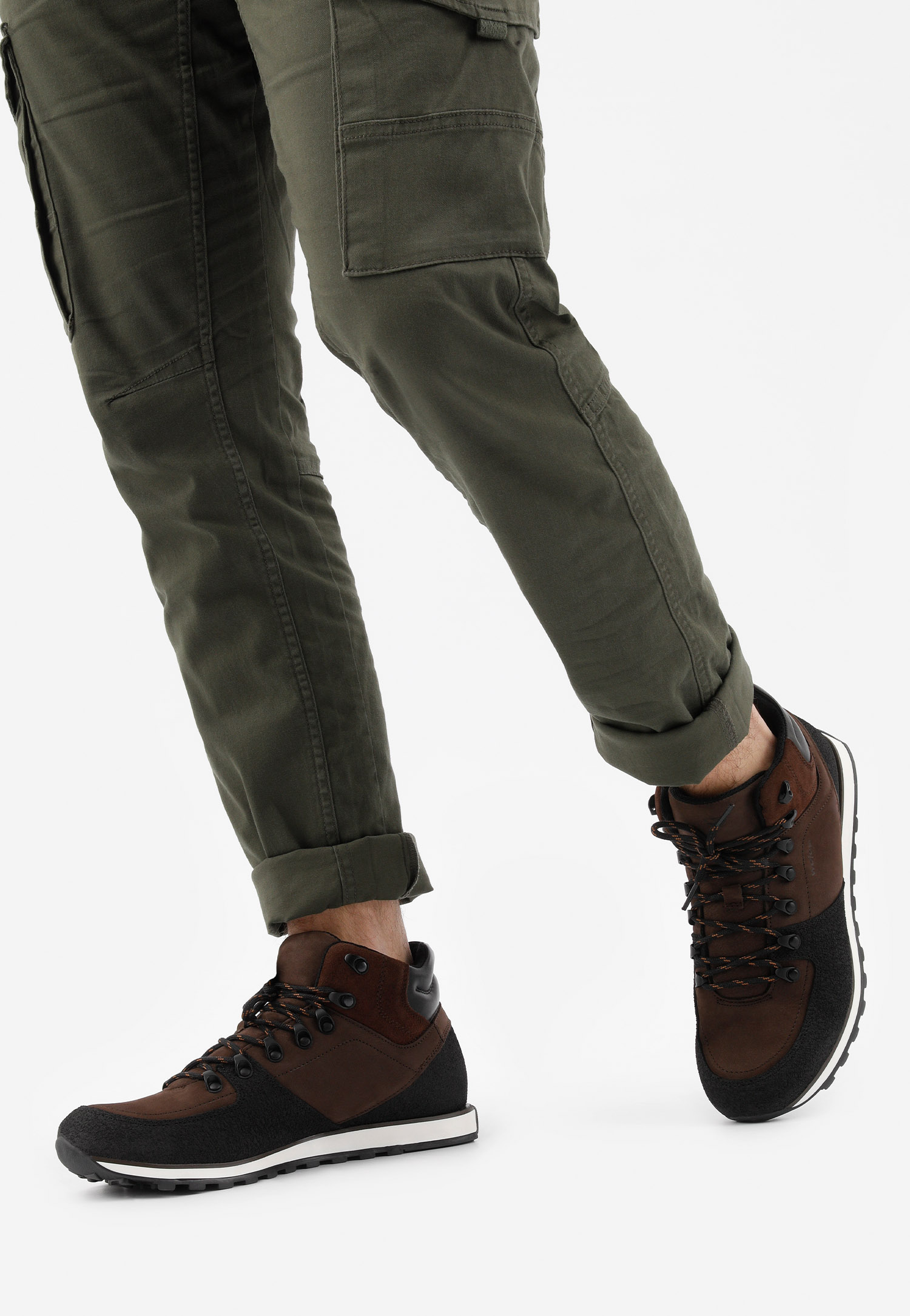 Brązowoczarne sneakersy męskie z ociepleniem