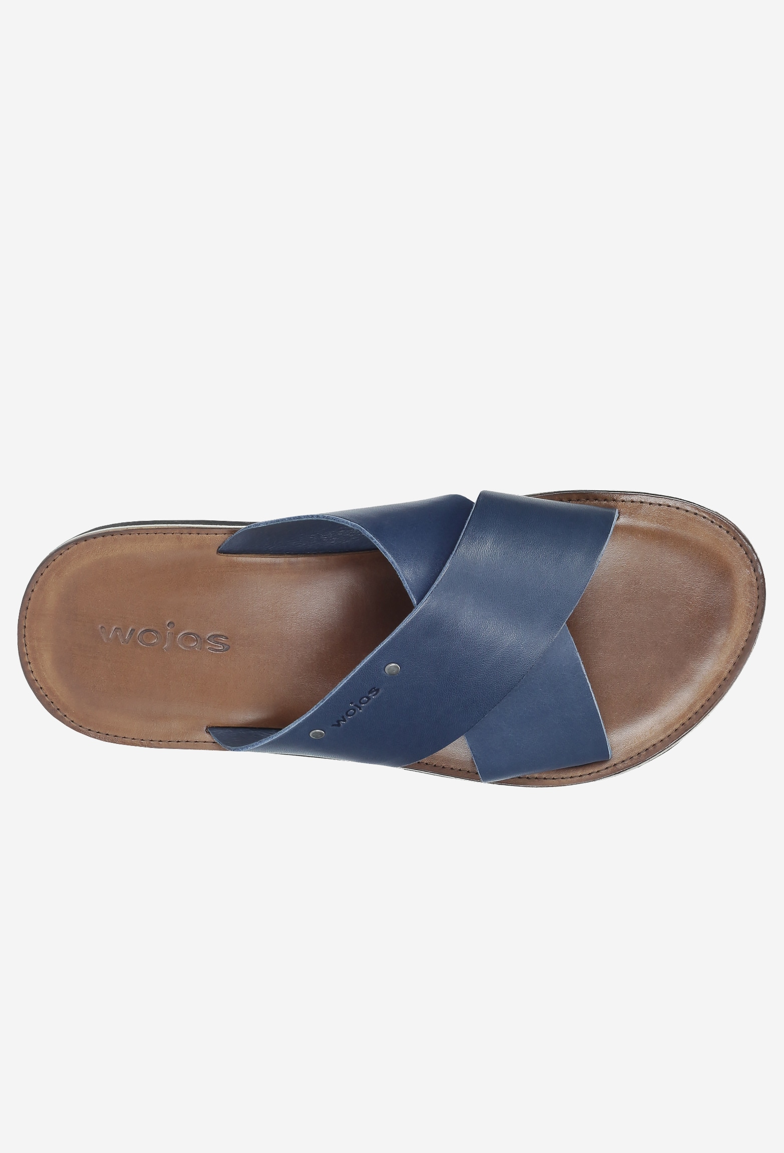 Granatowe męskie klapki ze skóry licowej