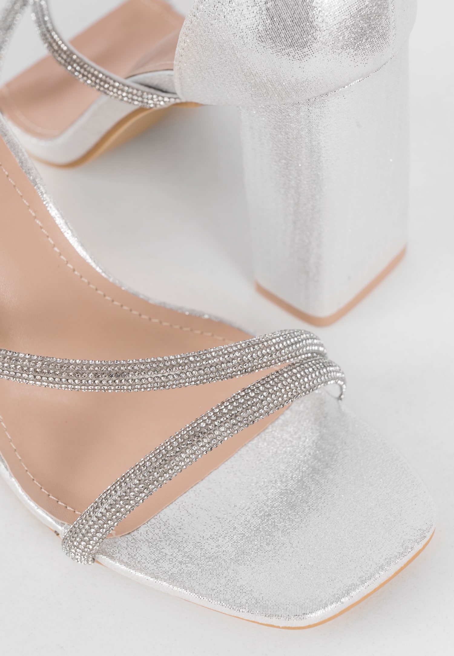 WJS złote sandały damskie z kryształkami na słupku