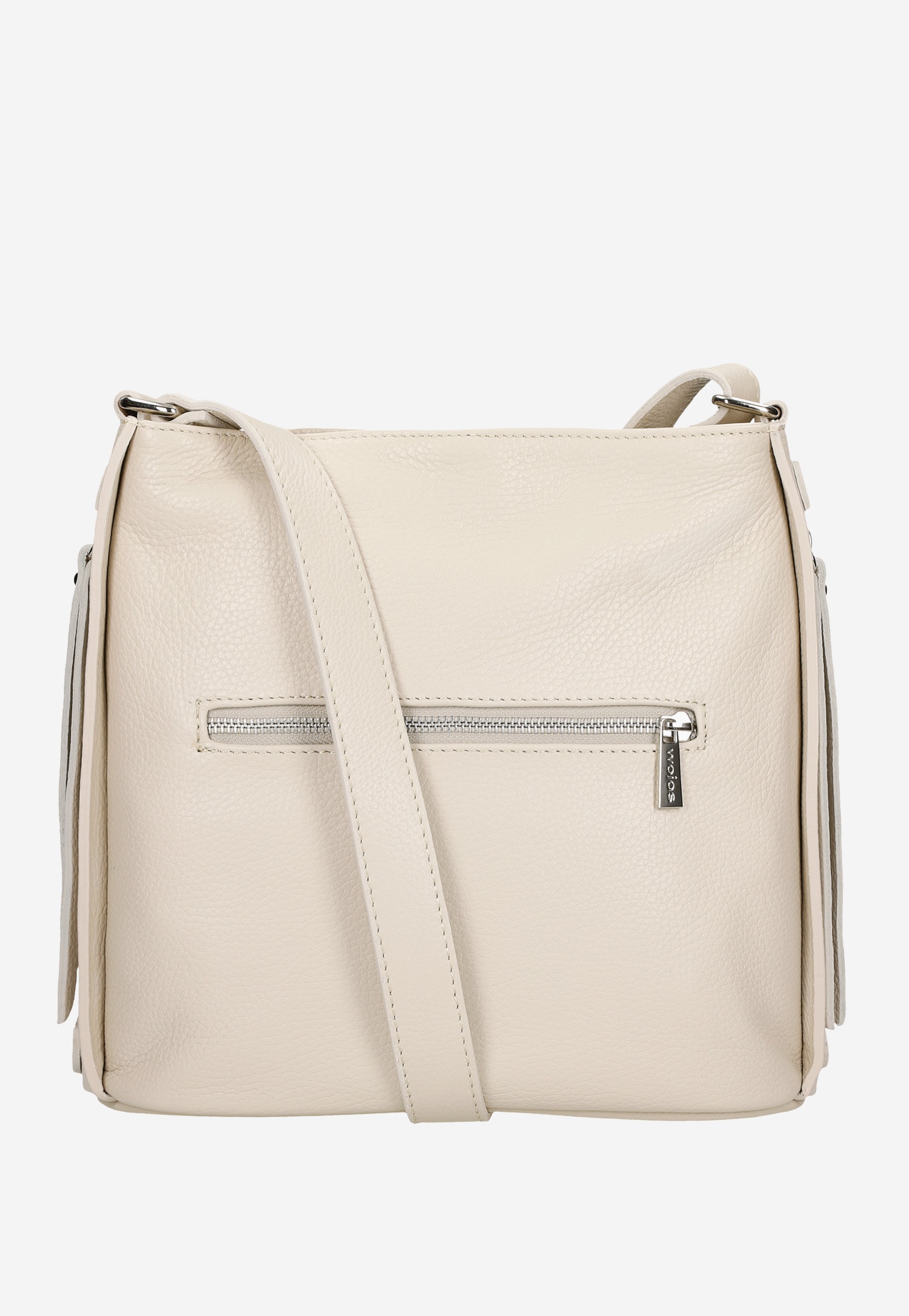 Beżowa skórzana torebka damska crossbody