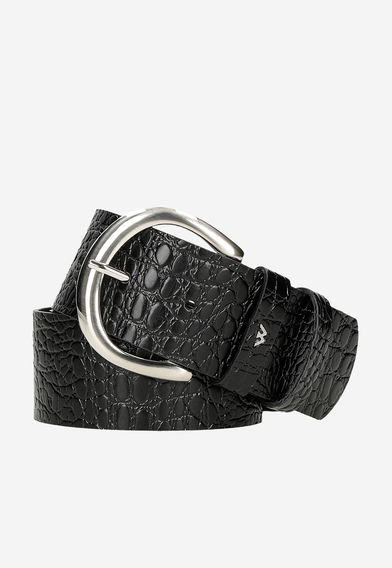 Czarny pasek z tłoczoną skórą