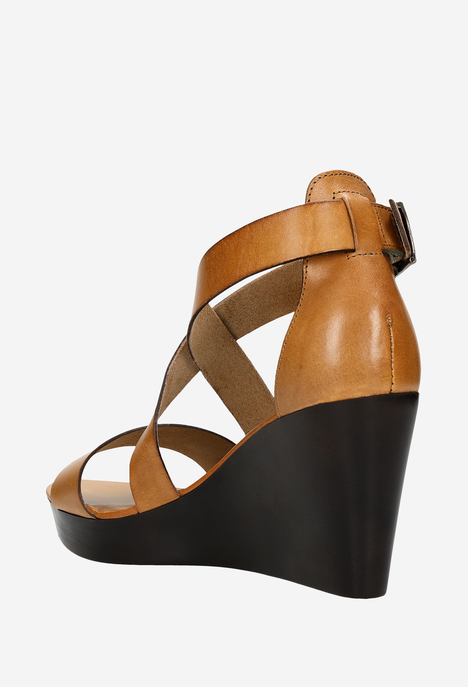 Jasnobrązowe sandały damskie na koturnie