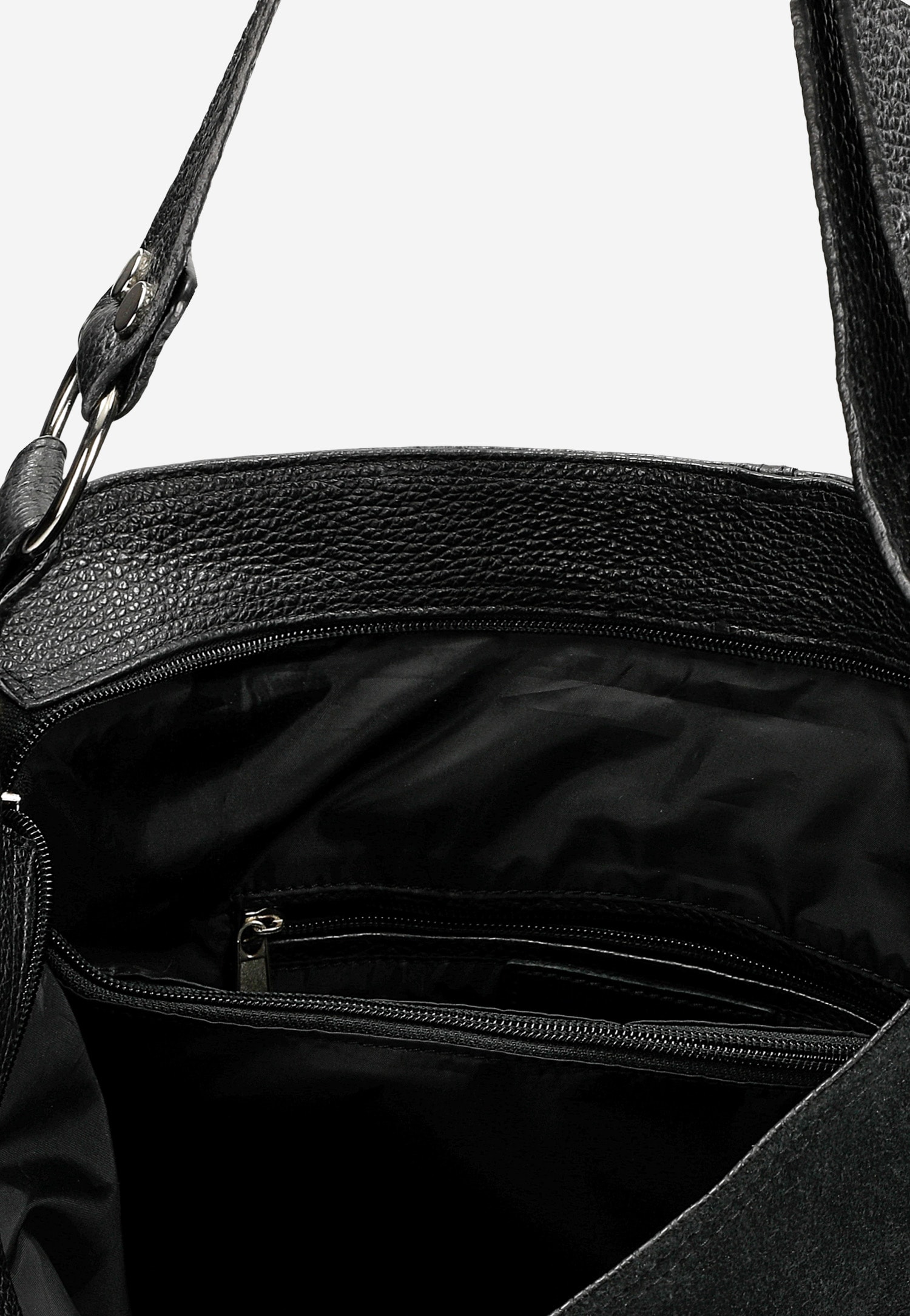 Duża torebka damska ze skóry licowej i welurowej