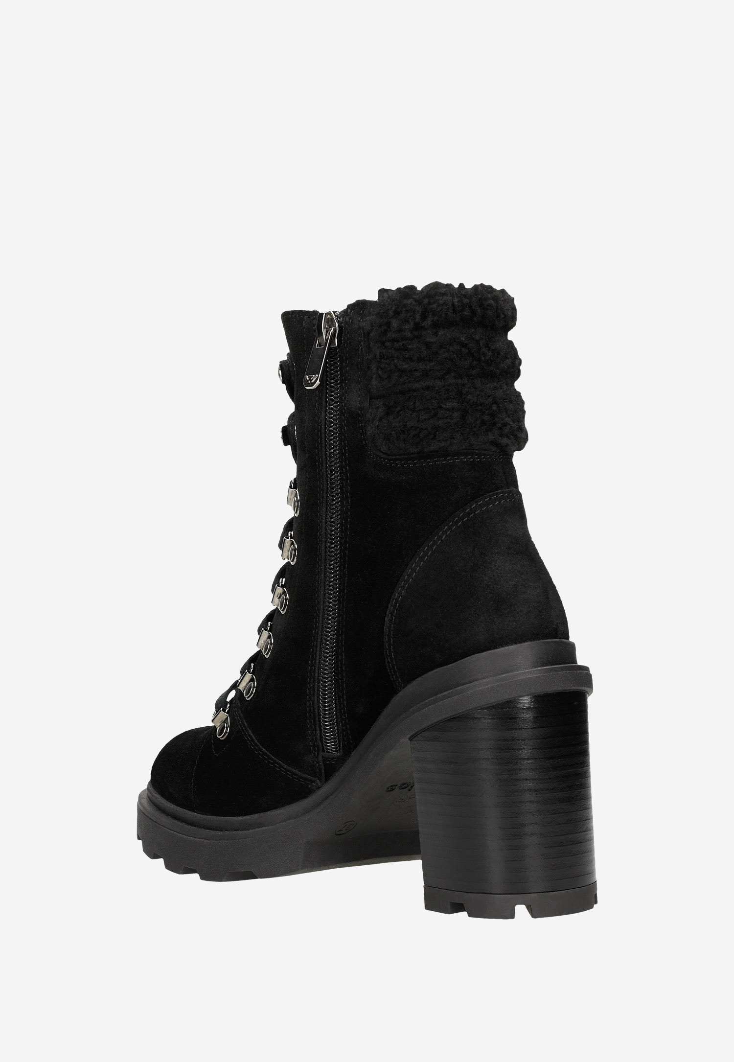 Czarne ocieplane trzewiki damskie na słupku