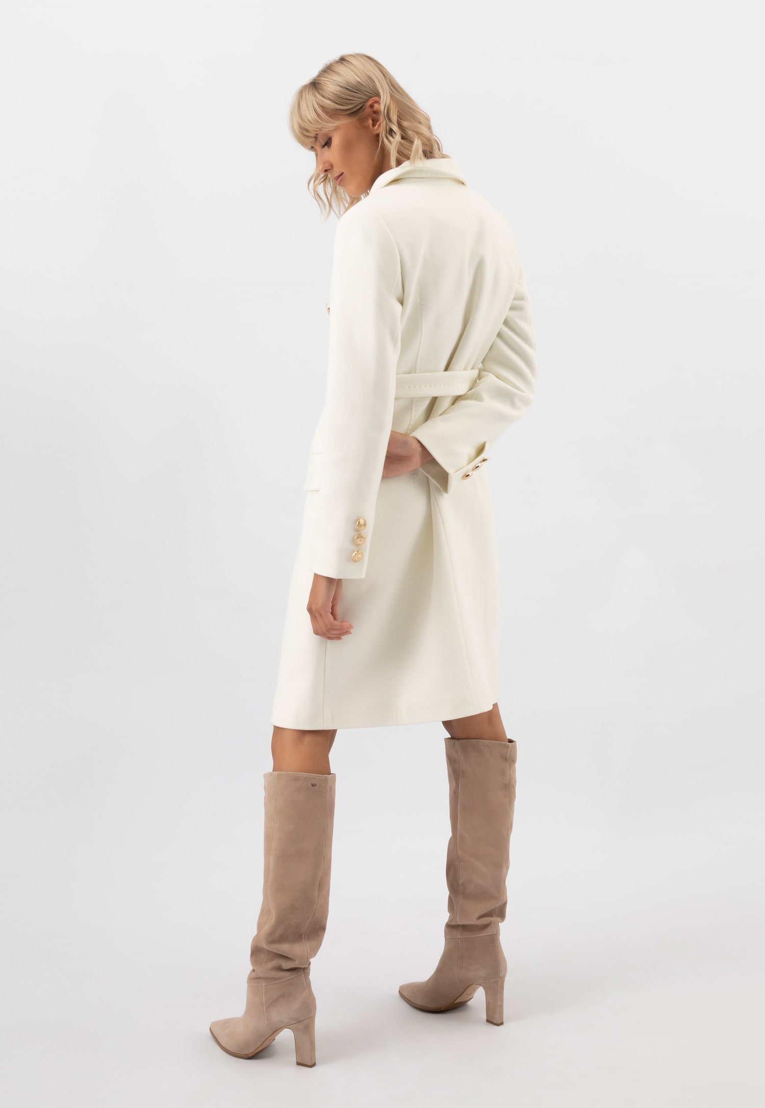 Jasnobrązowe kozaki damskie na słupku