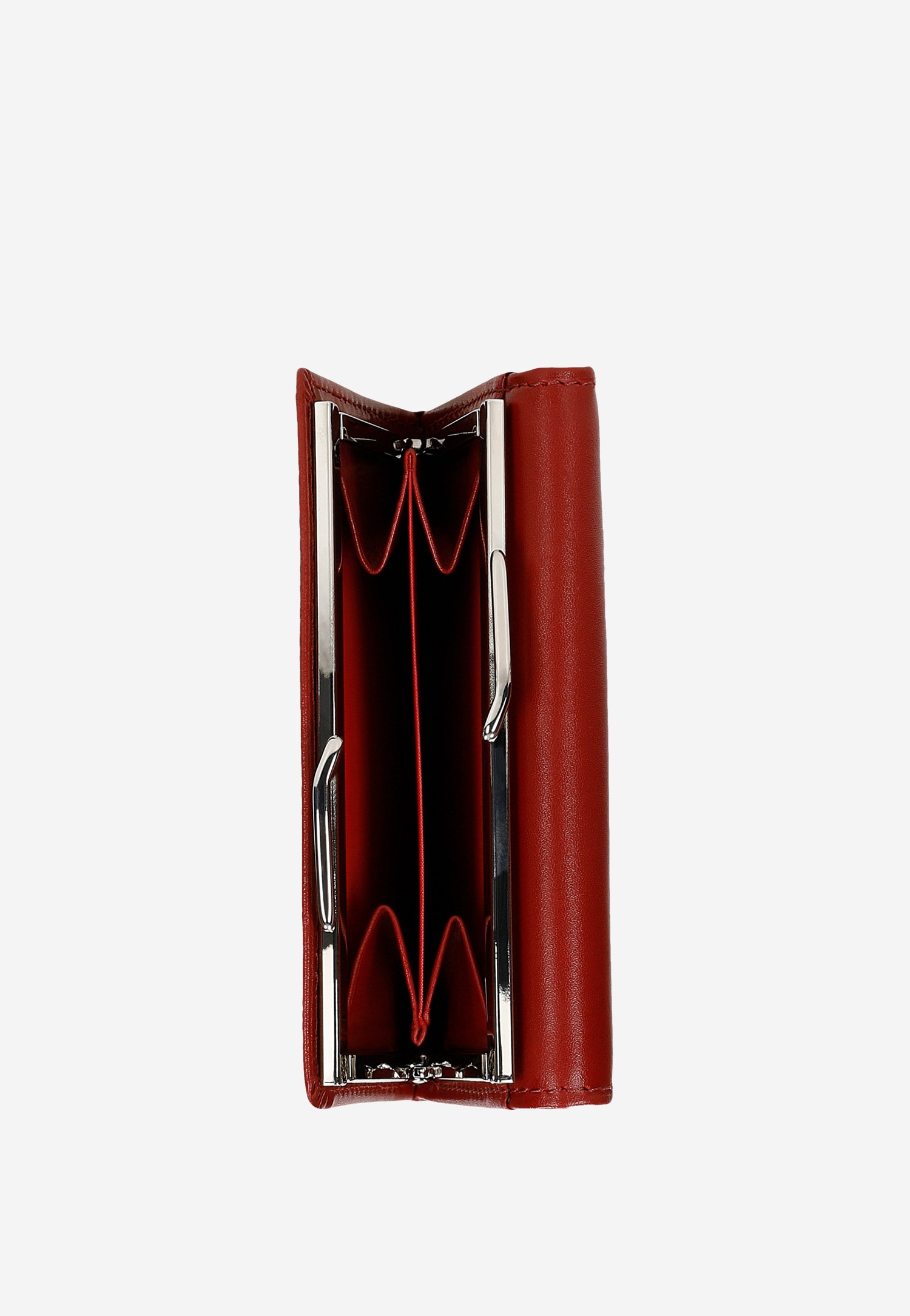 Czerwony skórzany portfel damski