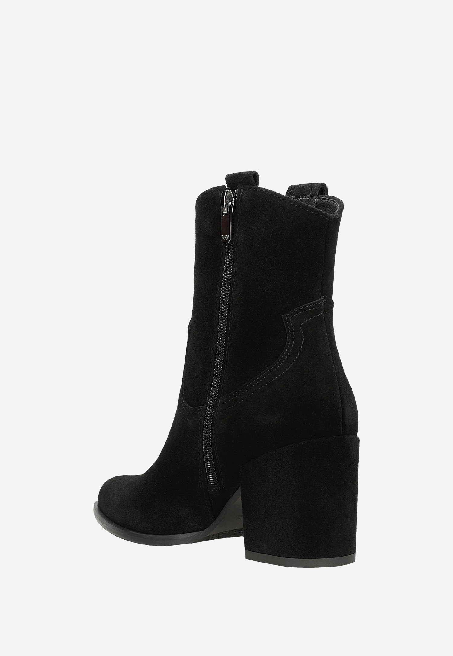 Czarne kowbojki damskie z dwoiny welurowej na obcasie