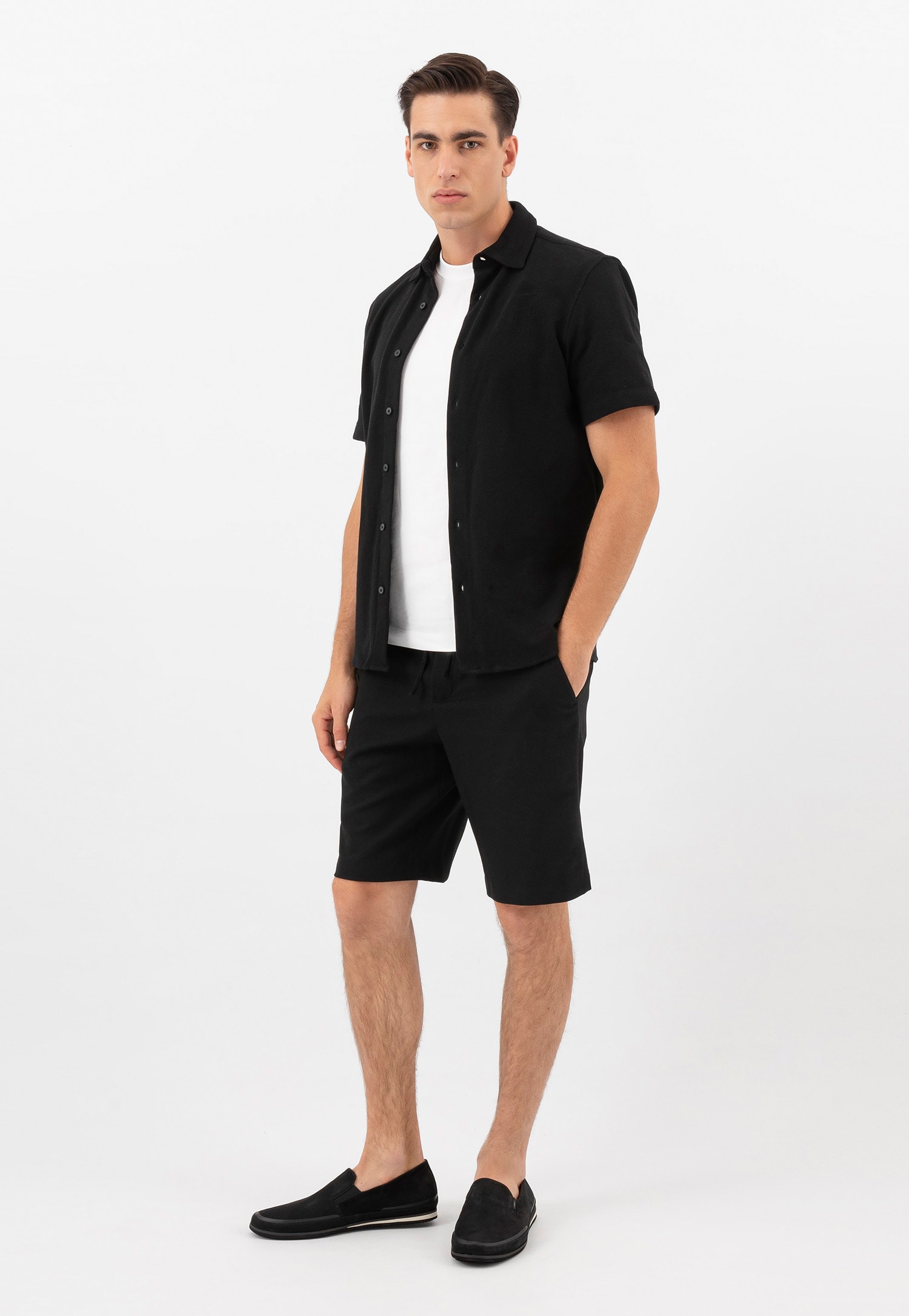 Czarne wsuwane półbuty męskie z linii Comfort