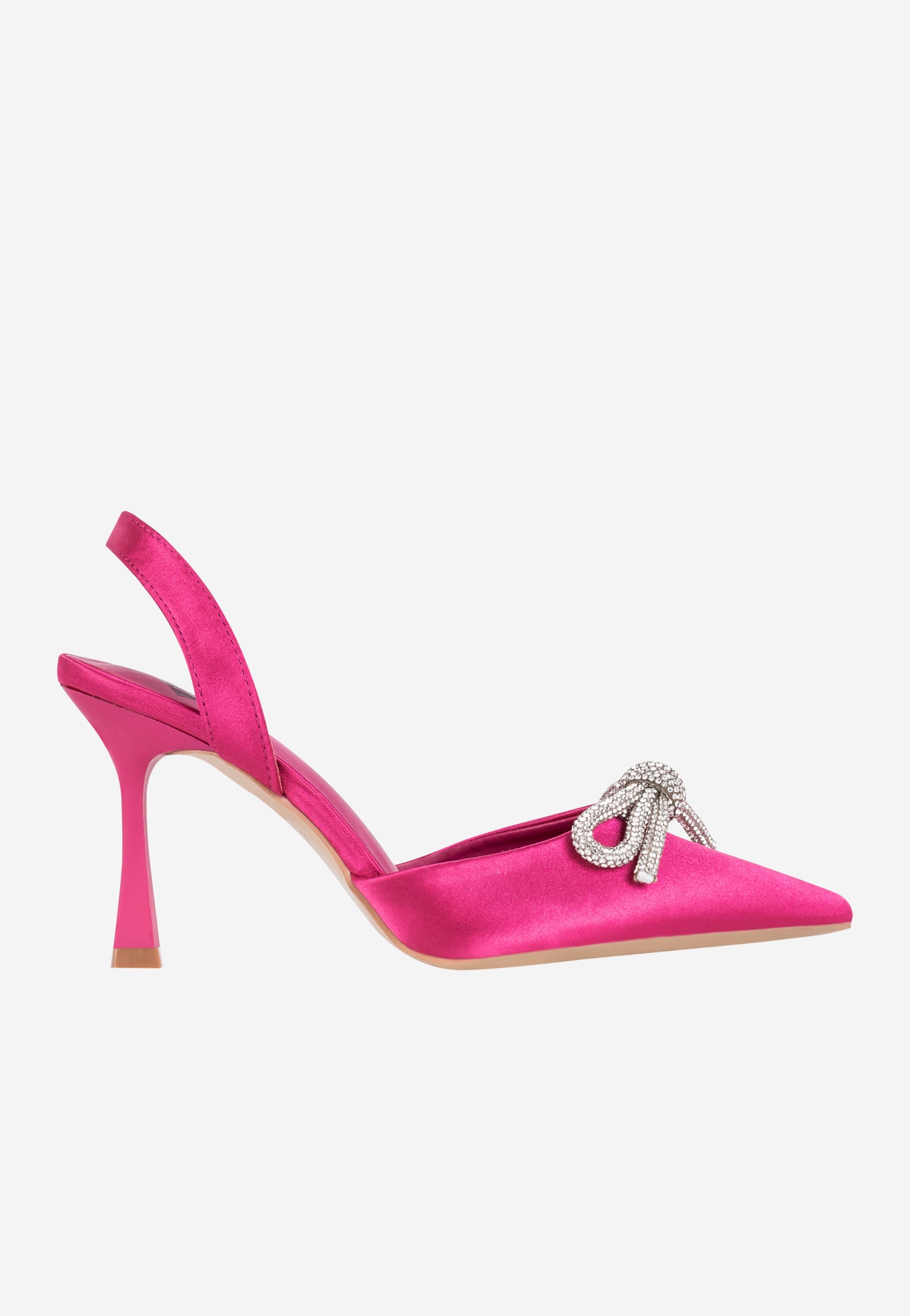 WJS różowe czółenka damskie z błyszczącą kokardką