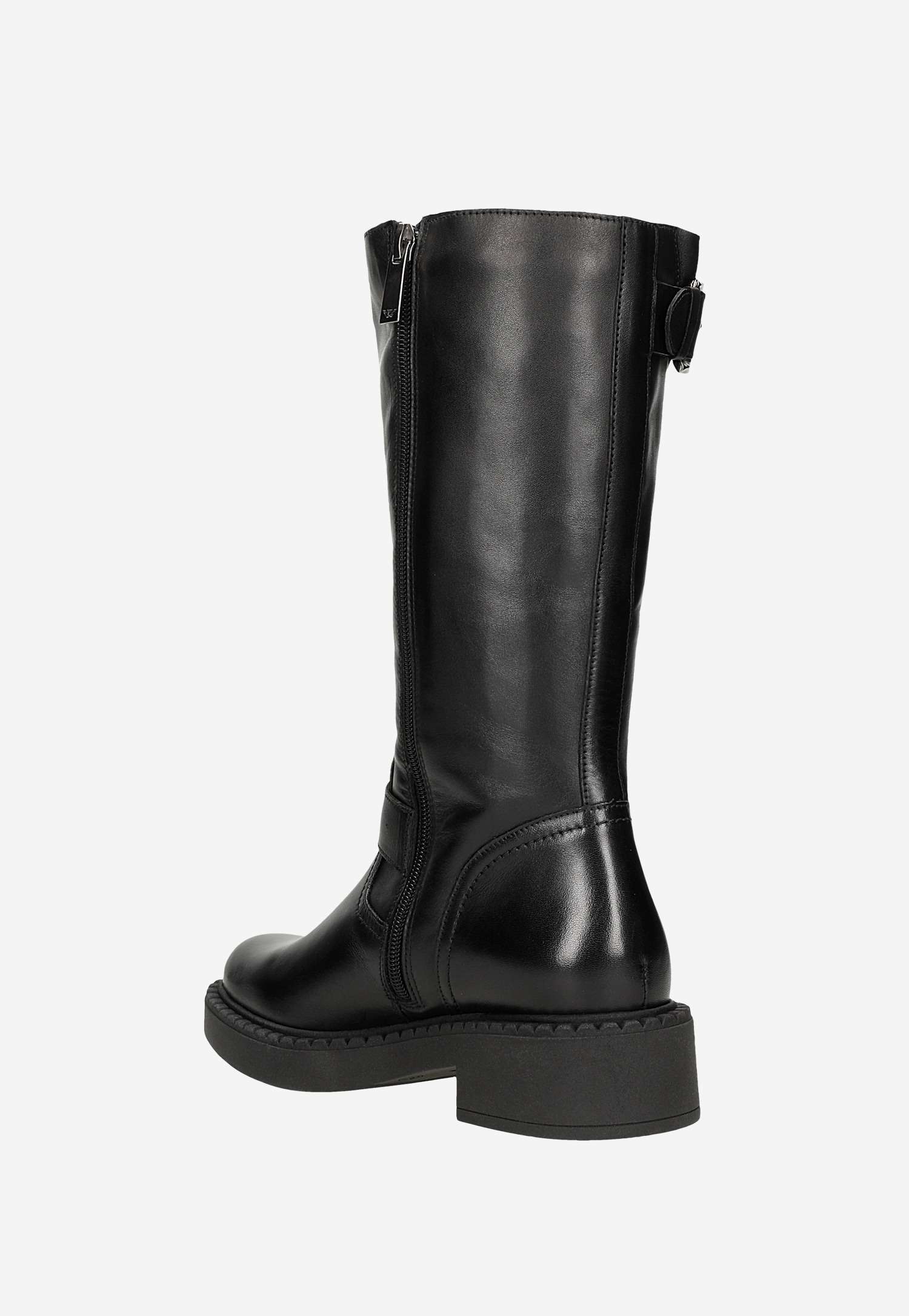 Czarne skórzane bikery damskie z klamrami