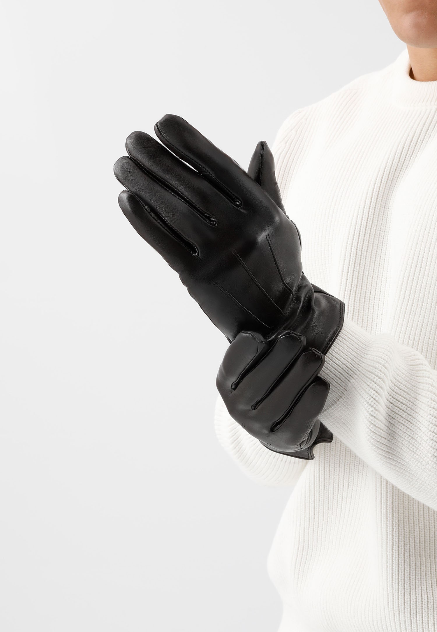 Skórzane rękawiczki męskie w kolorze czarnym