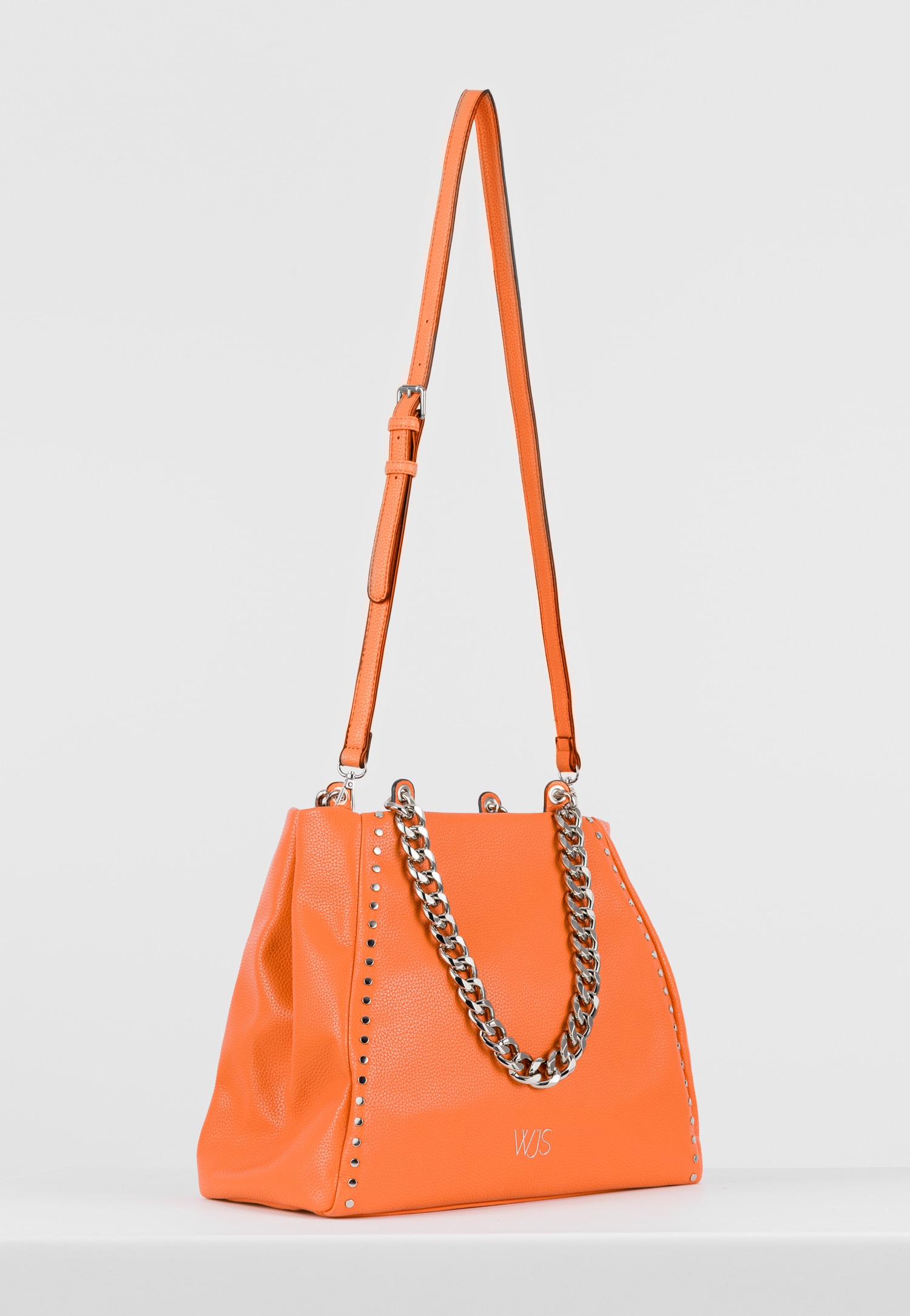 WJS beżowa torebka damska z rączkami w formie łańcuszków