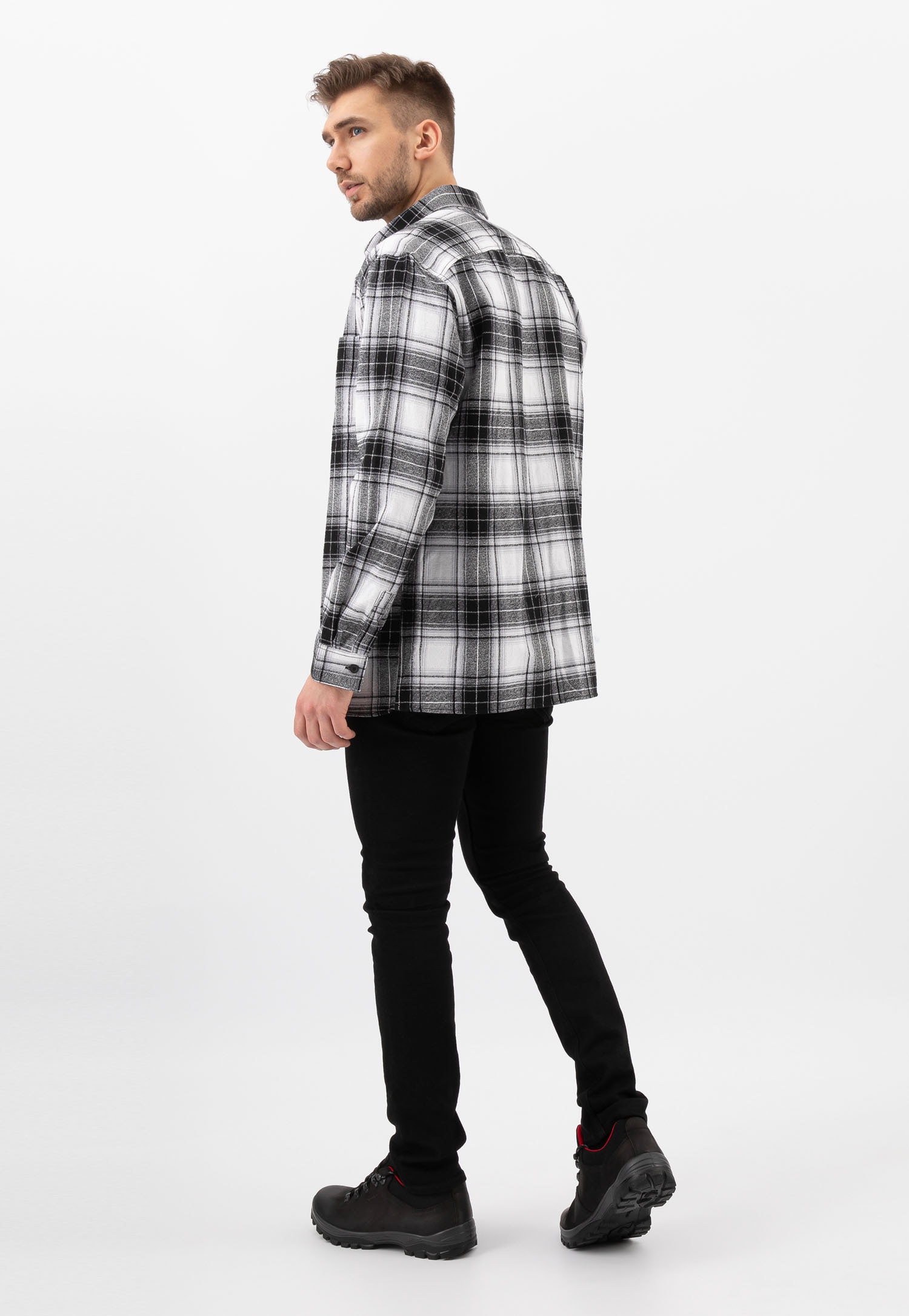 Czarne półbuty trekkingowe ze skóry crazy horse i dzianiny