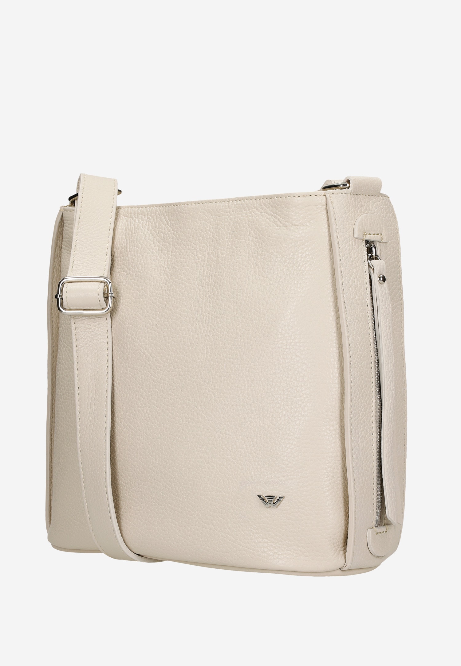 Beżowa skórzana torebka damska crossbody