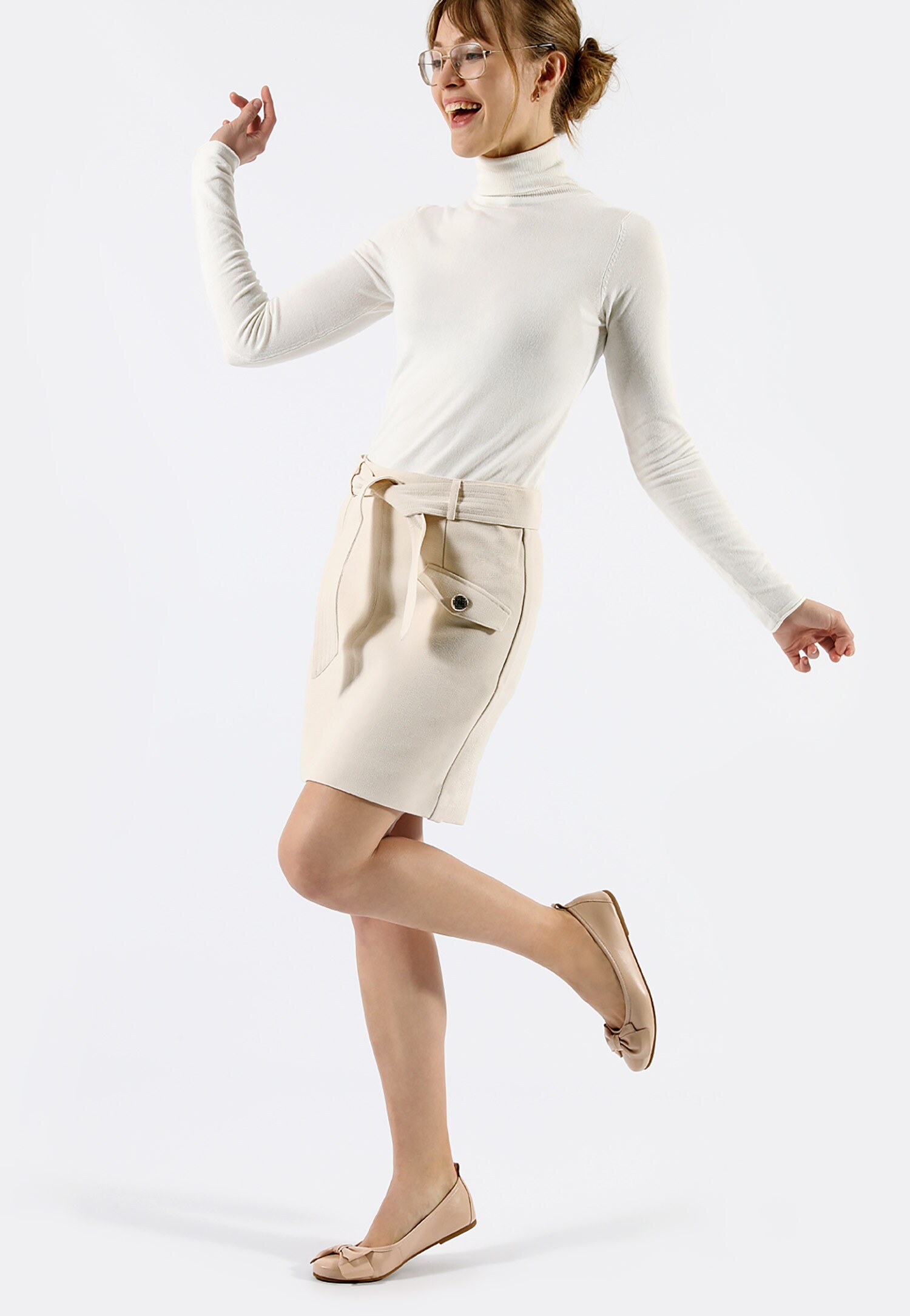 Czarne baleriny damskie ze skóry licowej