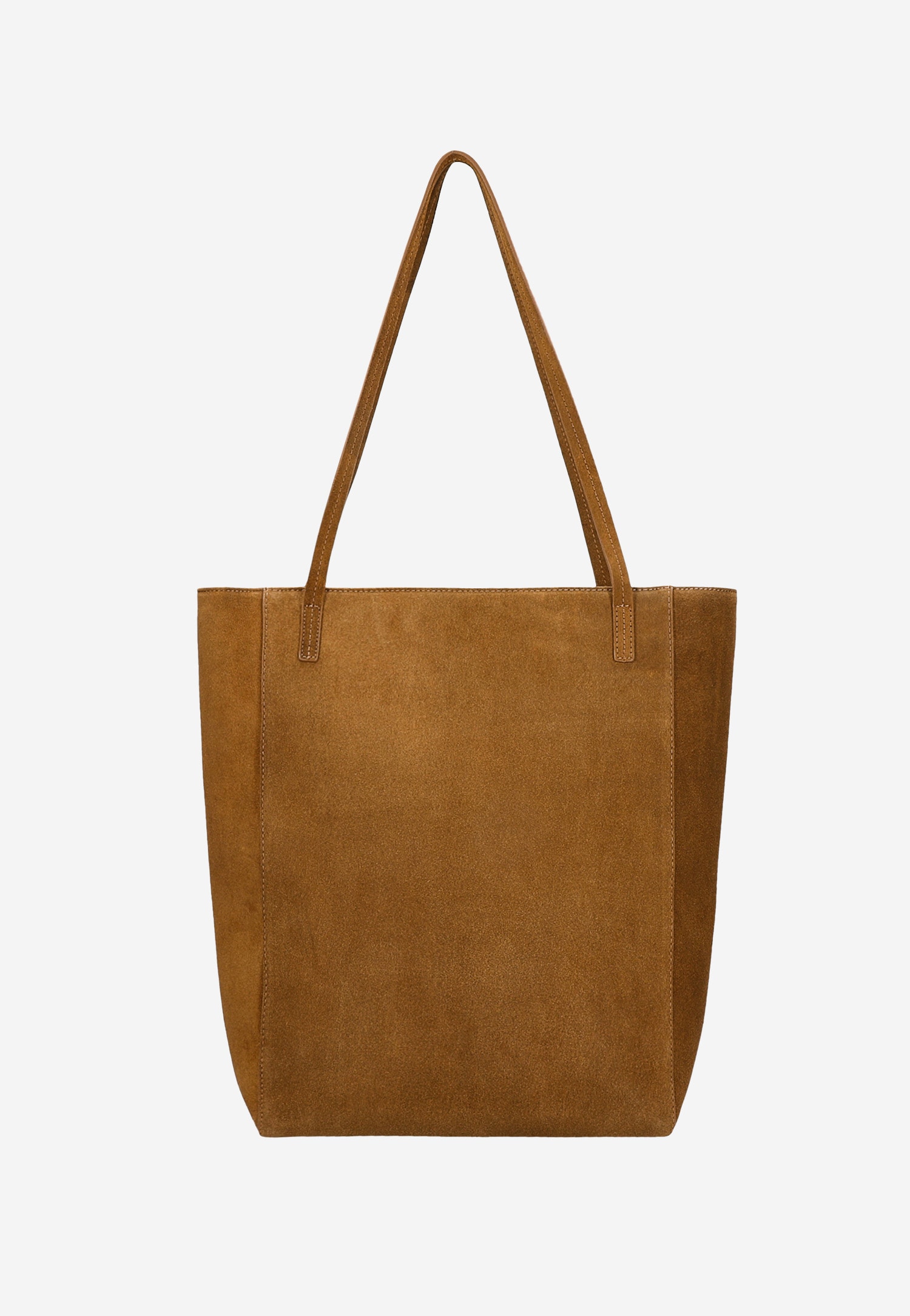 Duża shopperka damska z jasnobrązowej dwoiny welurowej