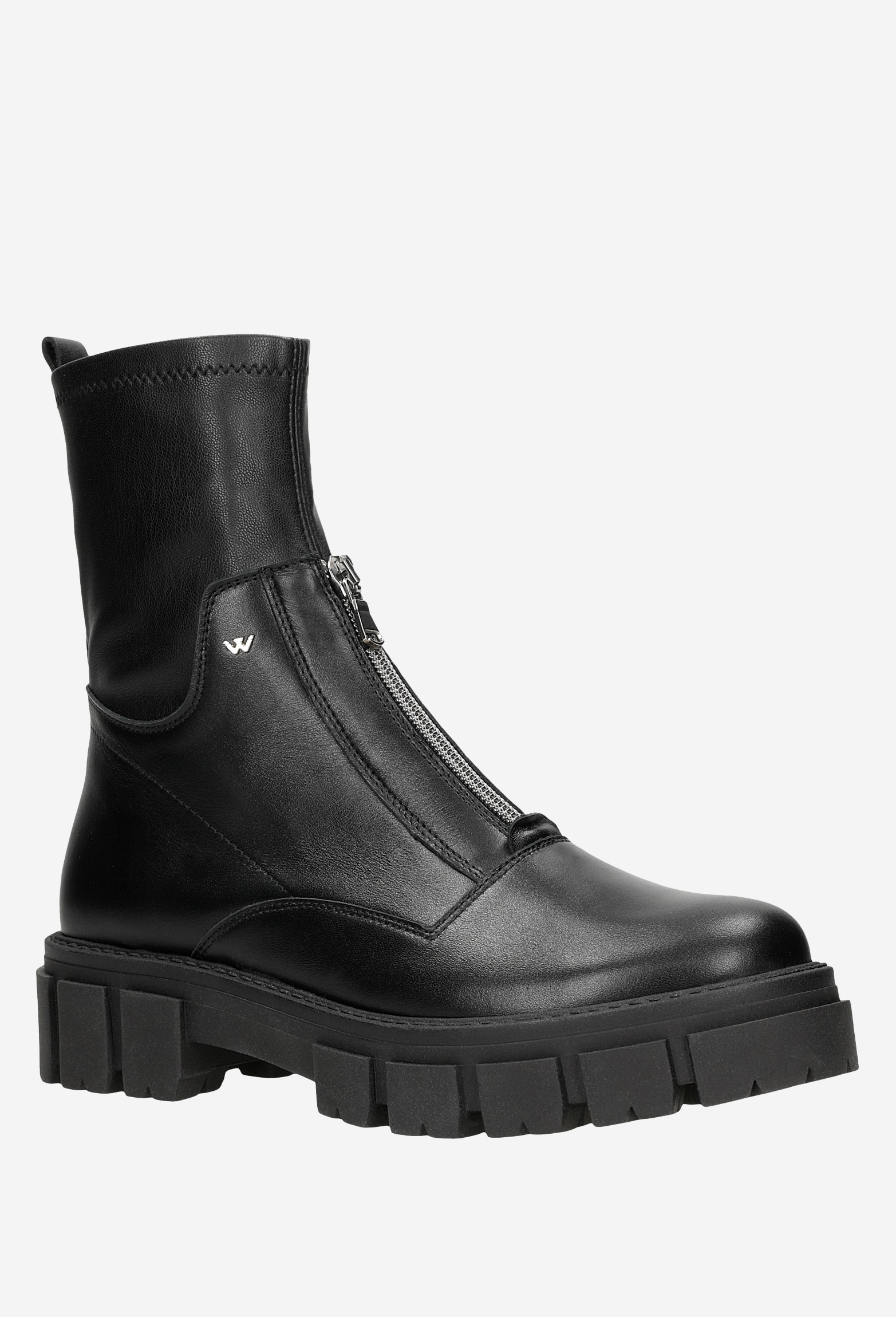 Czarne bikery damskie z połączenia skóry licowej i lycry