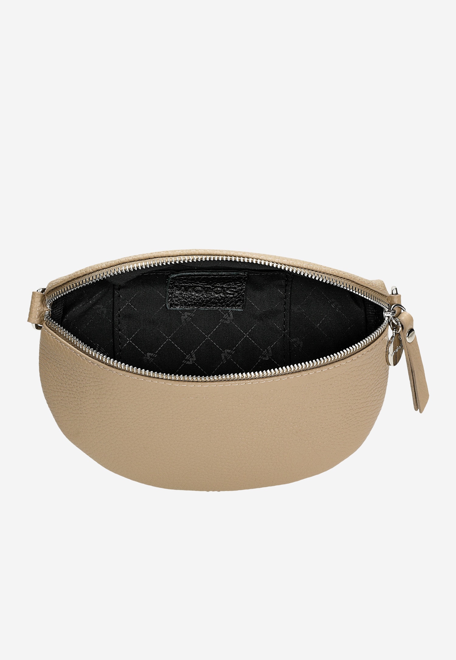 Jasnobeżowa nerka damska ze skóry licowej