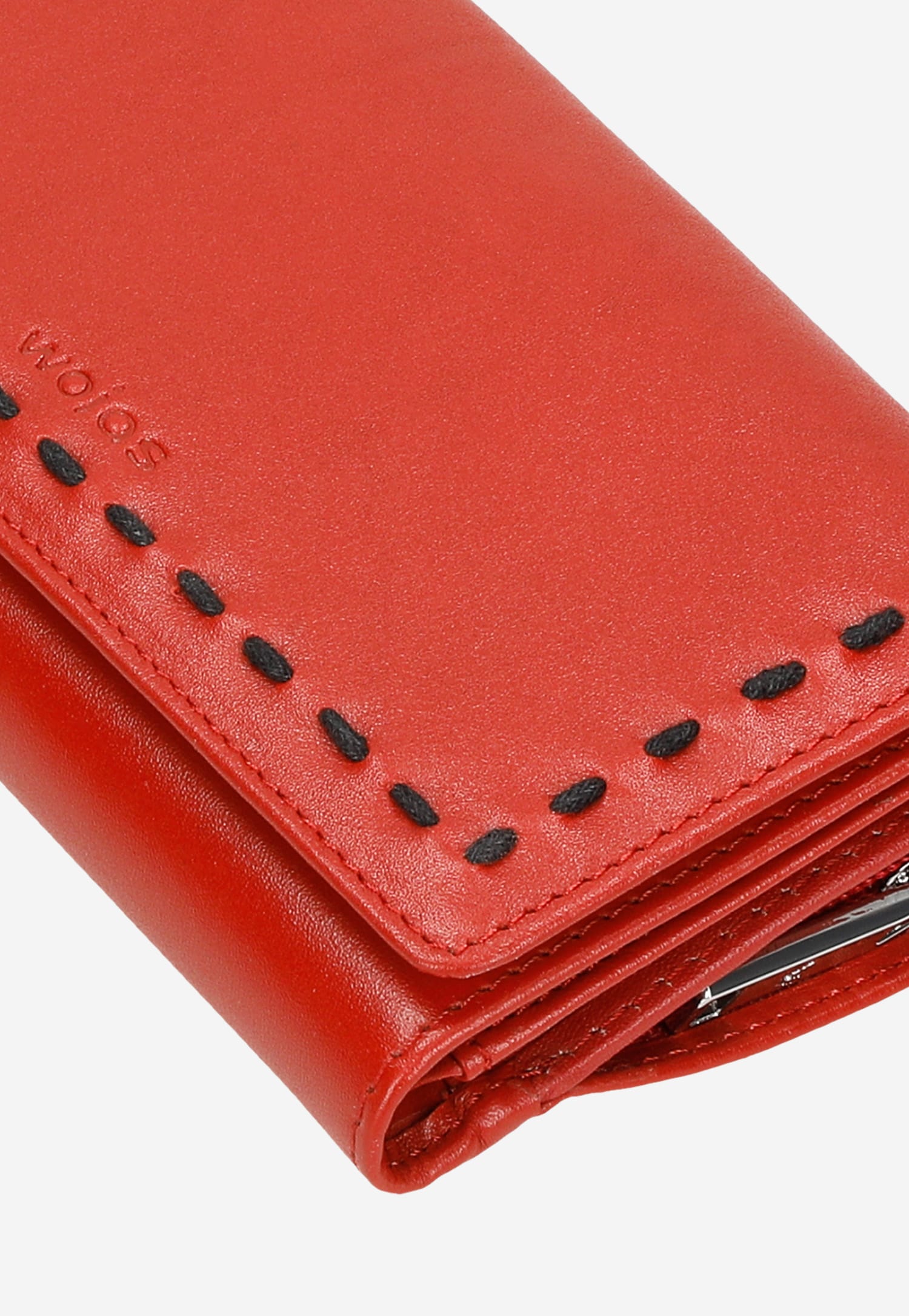 Czerwony portfel damski z czarną obwódką