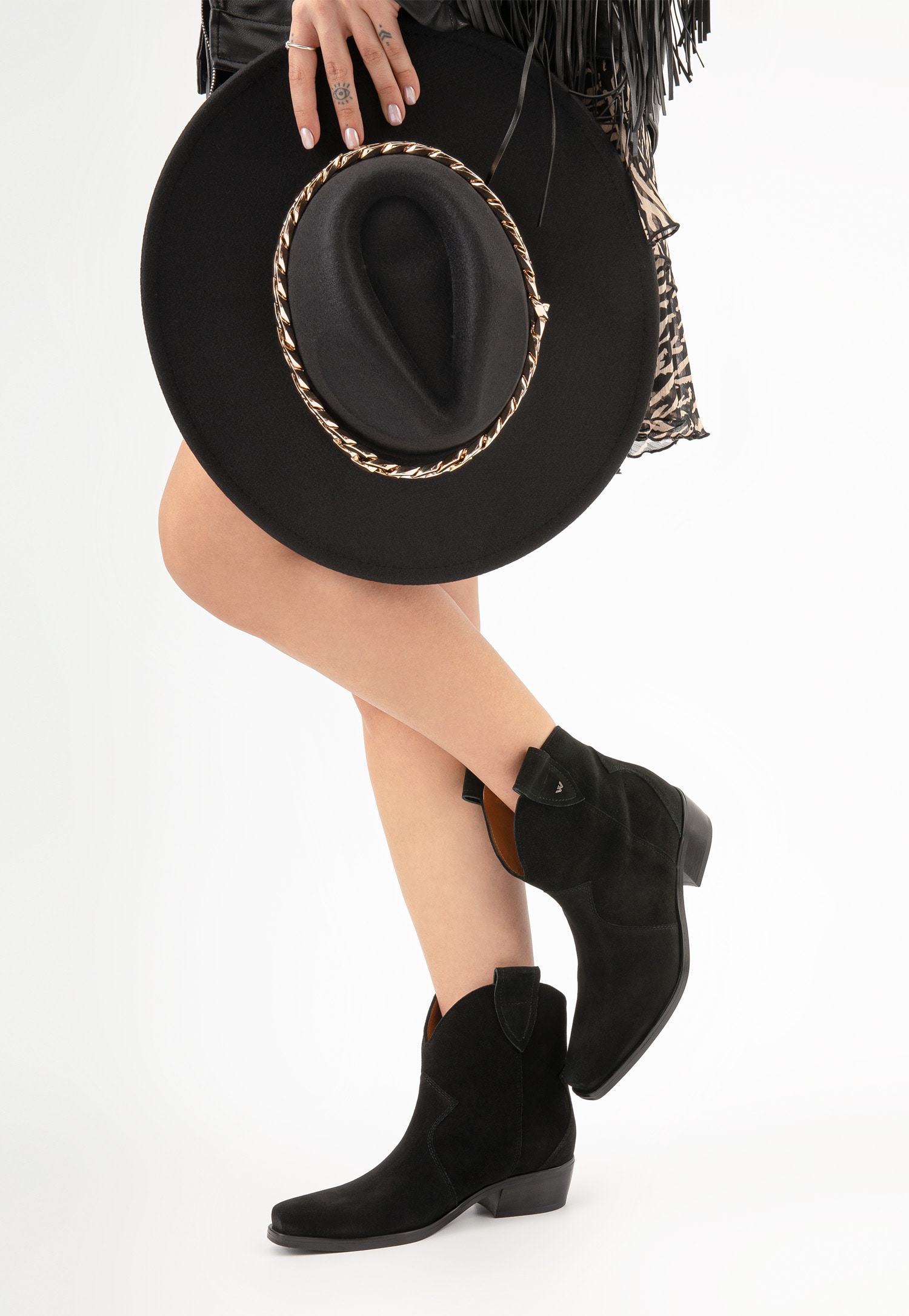 Czarne niskie kowbojki damskie