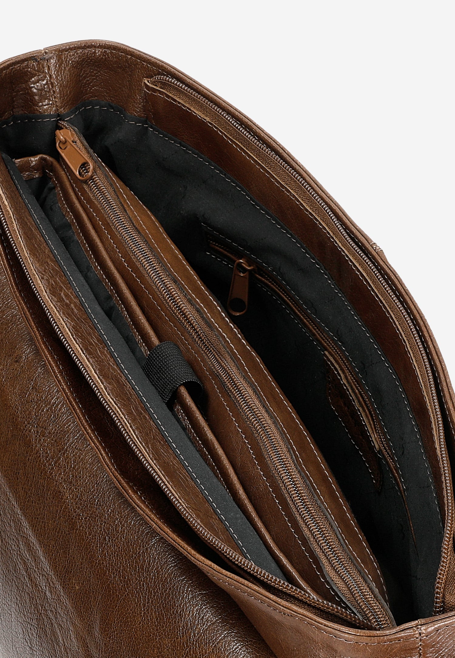 Duża brązowa torba męska ze skóry licowej