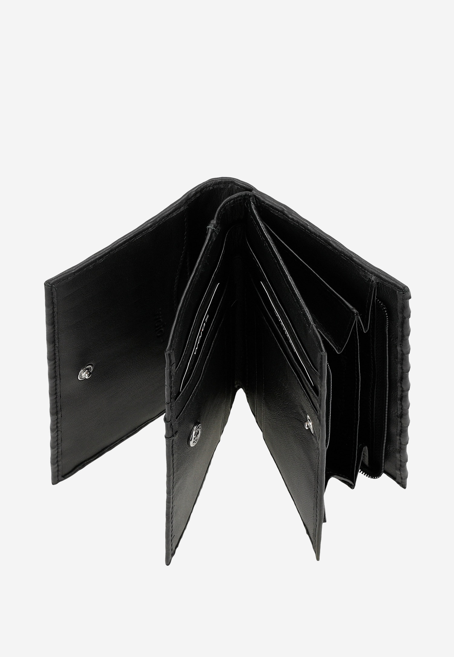 Czarny przeplatany portfel damski