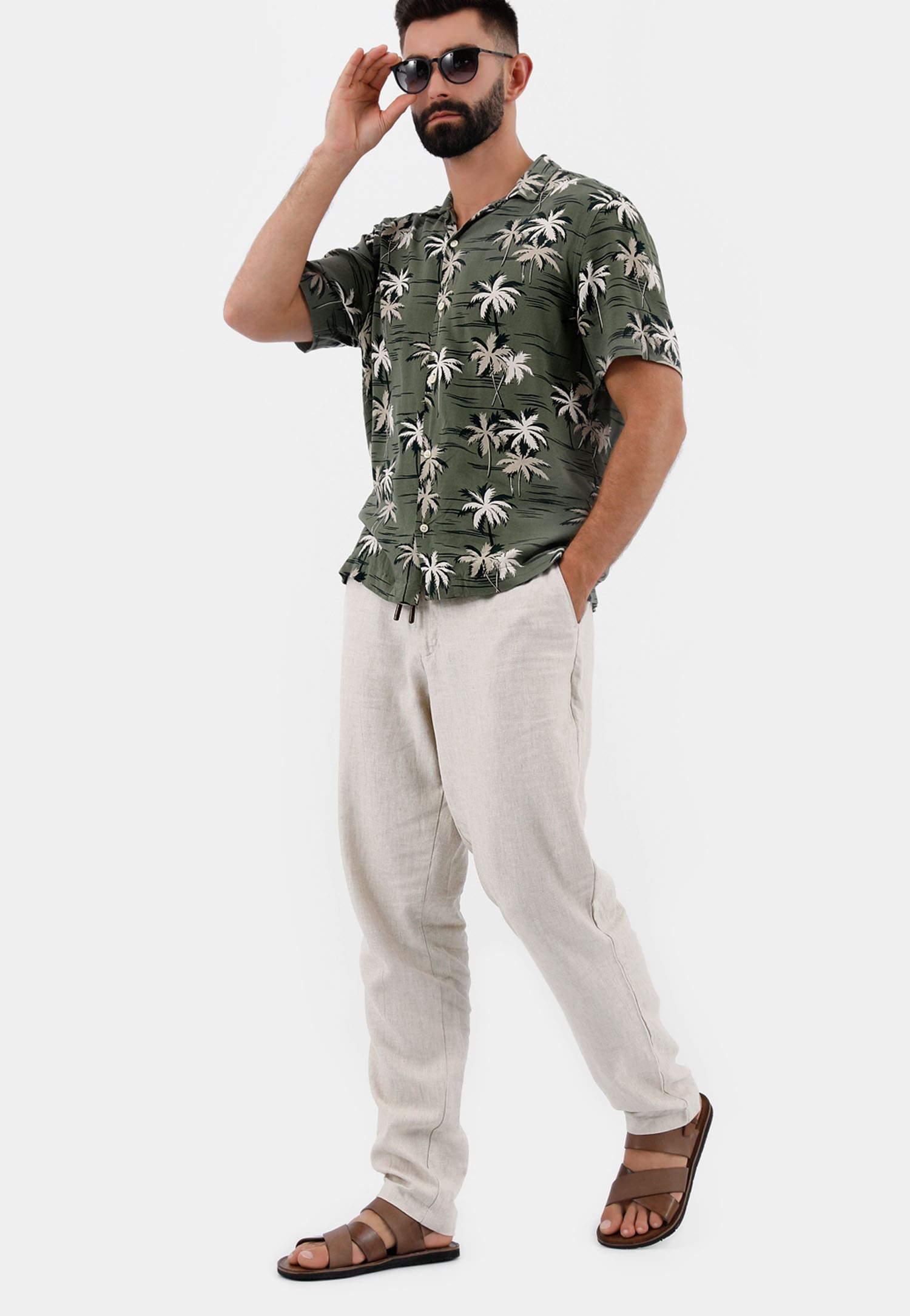 Skórzane sandały męskie w kolorze brązowym