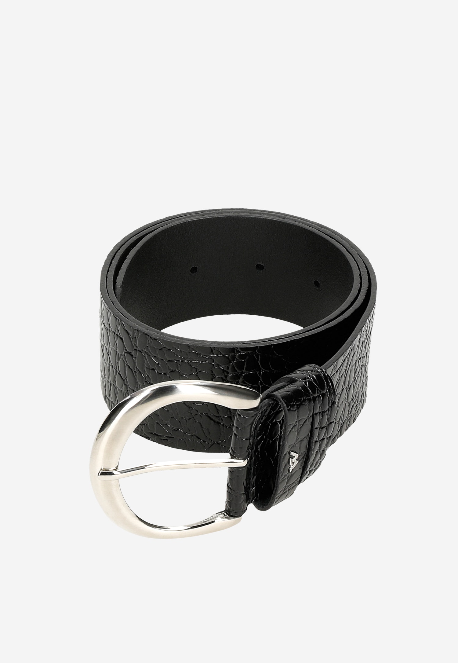 Czarny pasek z tłoczoną skórą