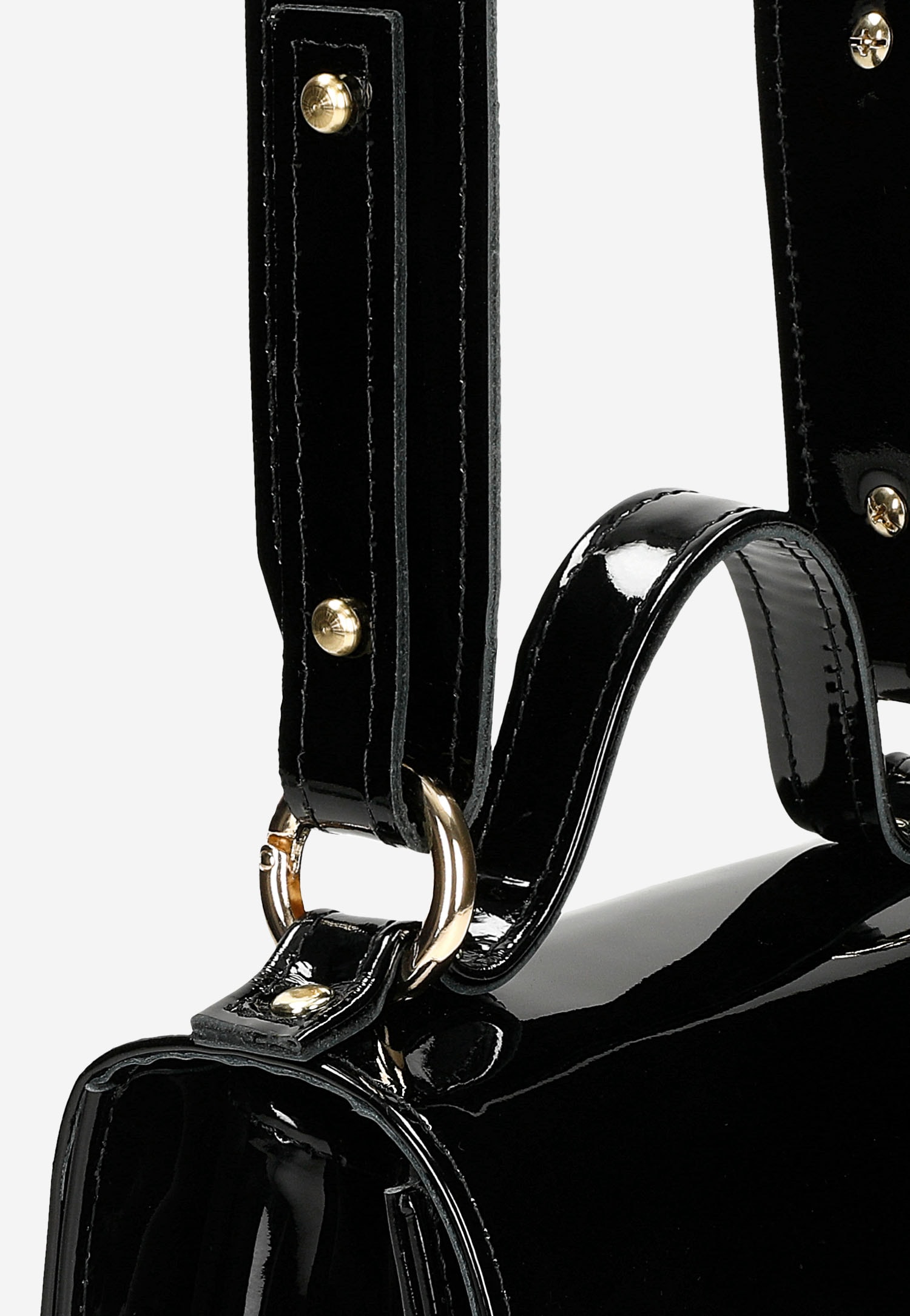 Mała czarna torebka damska z lakierowanej skóry