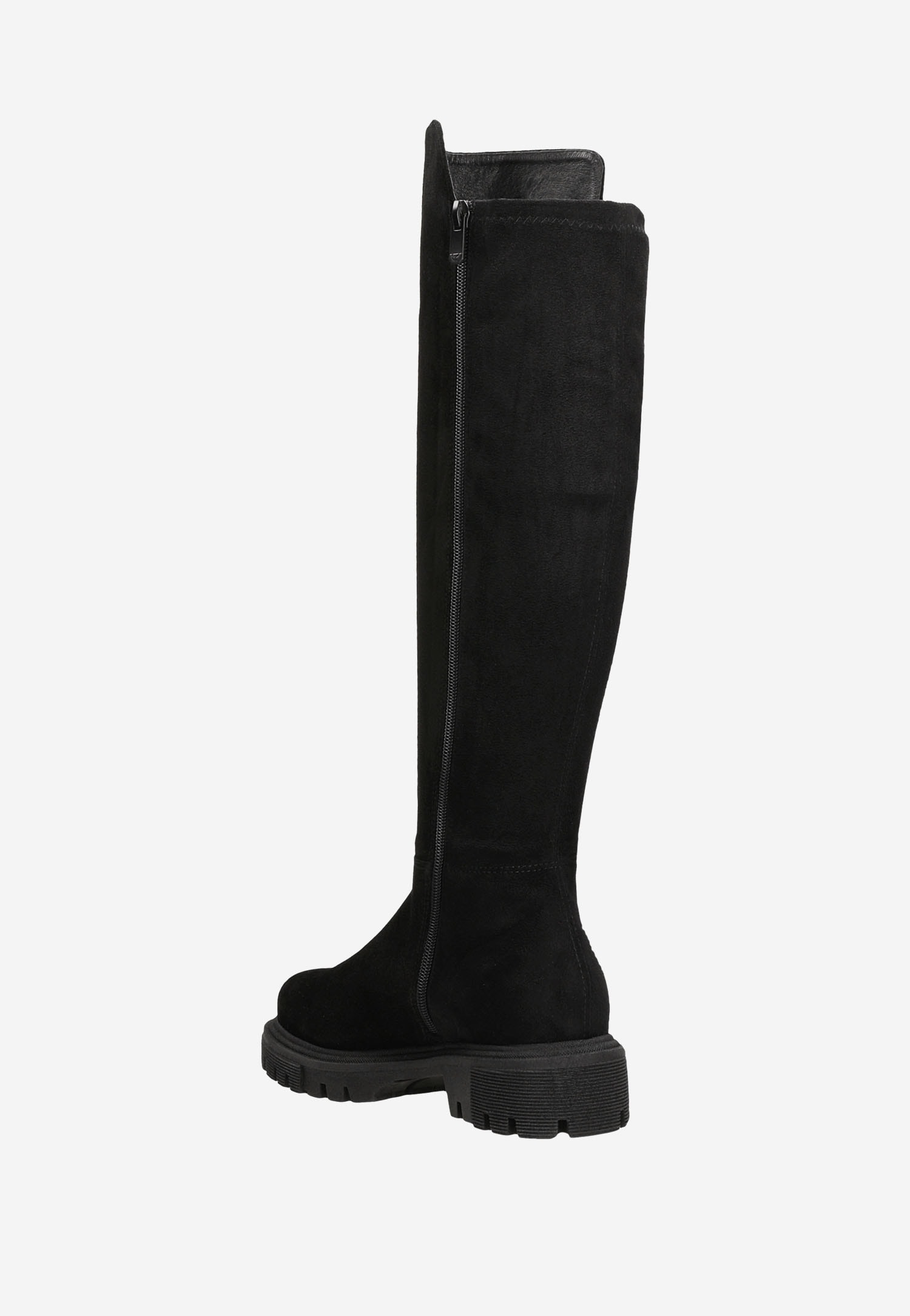 Czarne zimowe kozaki damskie na traktorze