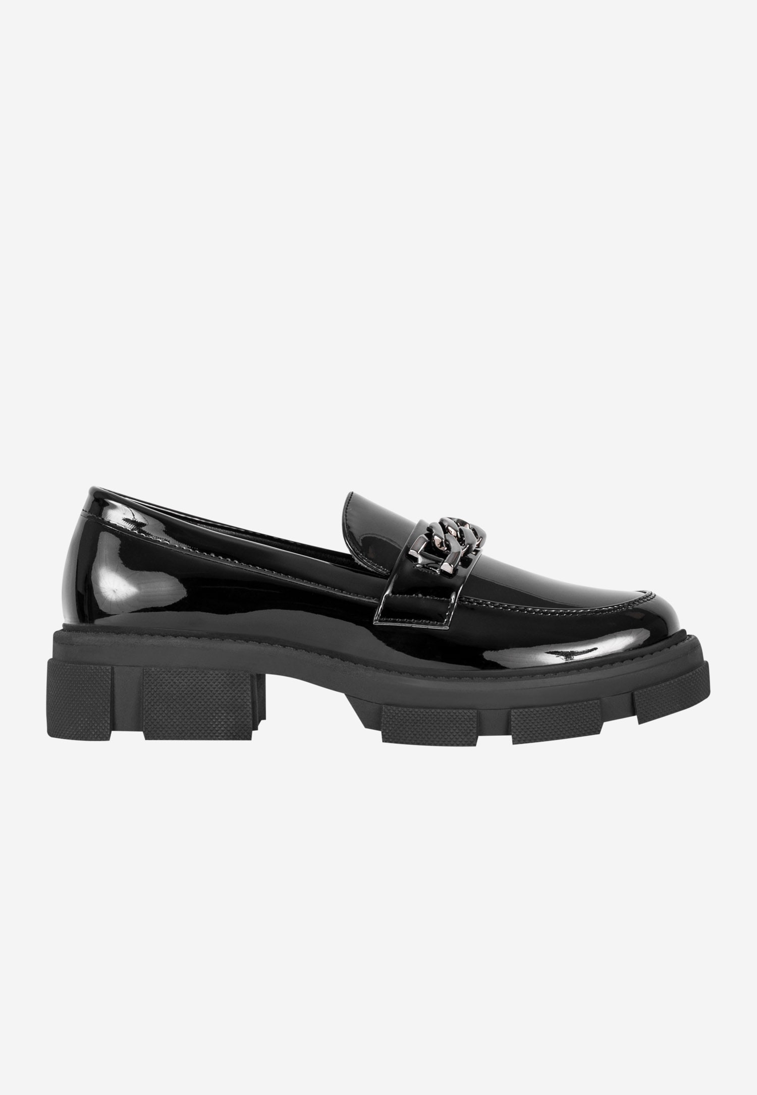 WJS beżowe mokasyny damskie z łańcuchem