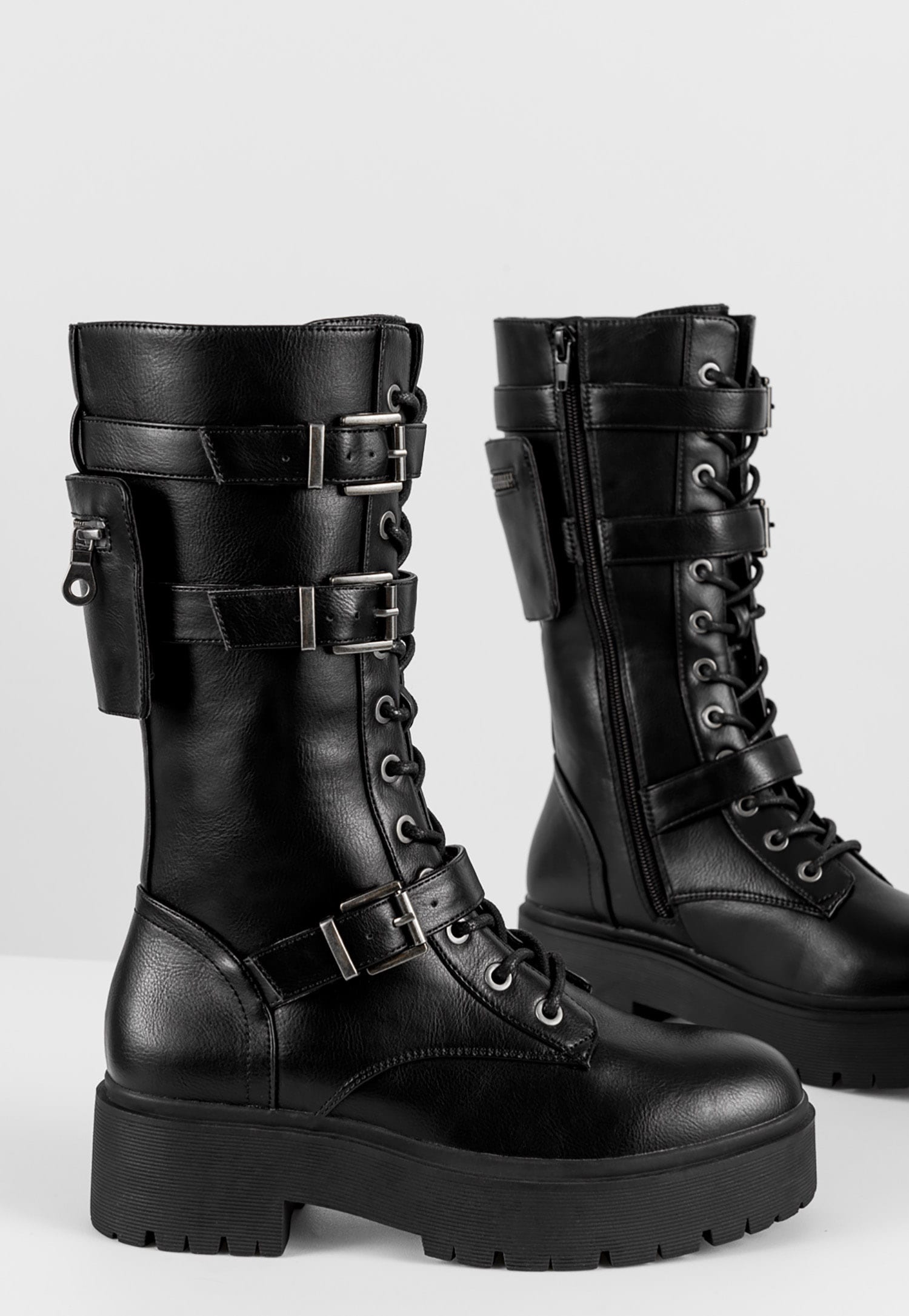 WJS czarne workery damskie z torebką