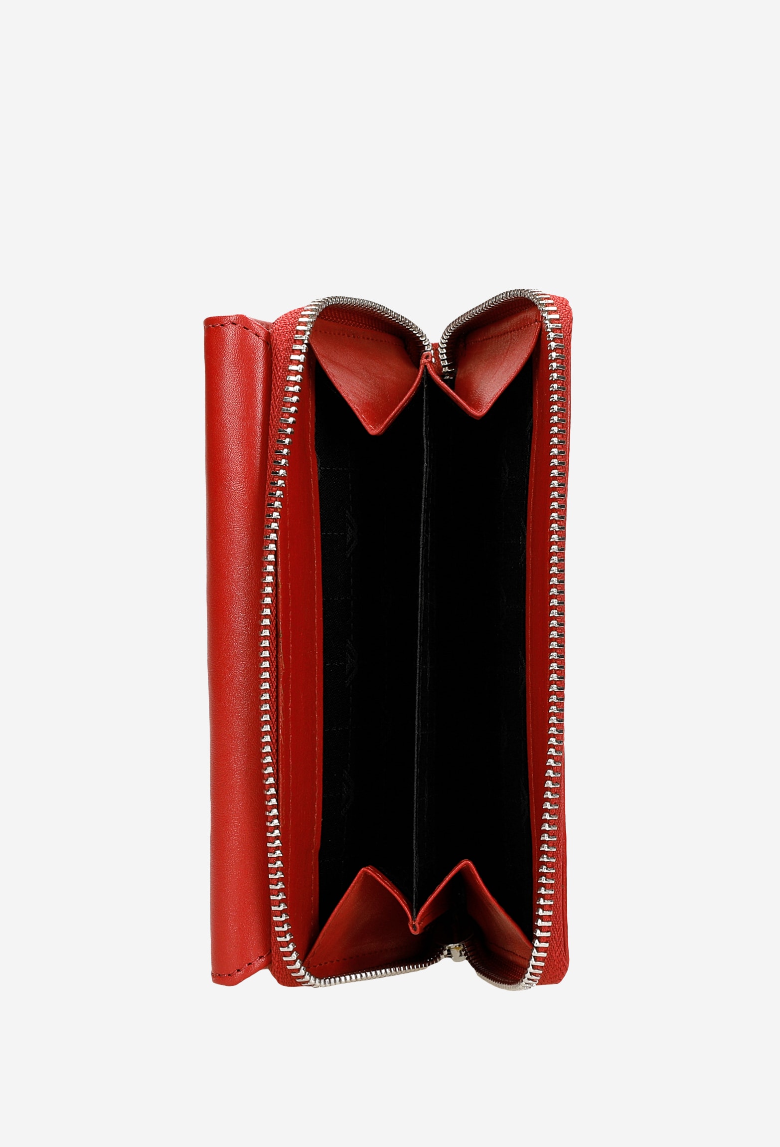 Duży czerwony skórzany portfel damski