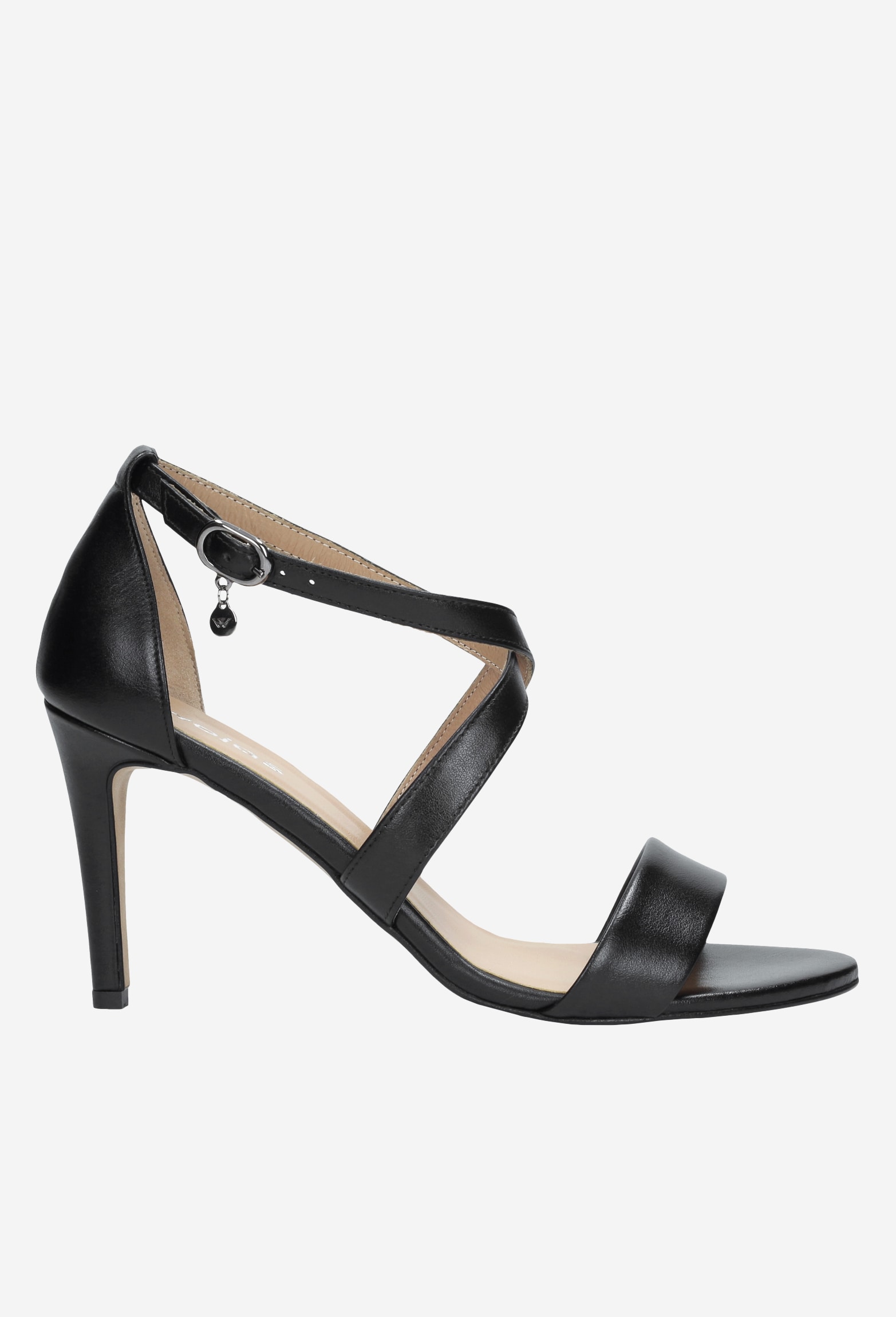 Jasnobrązowe sandały damskie na szpilce