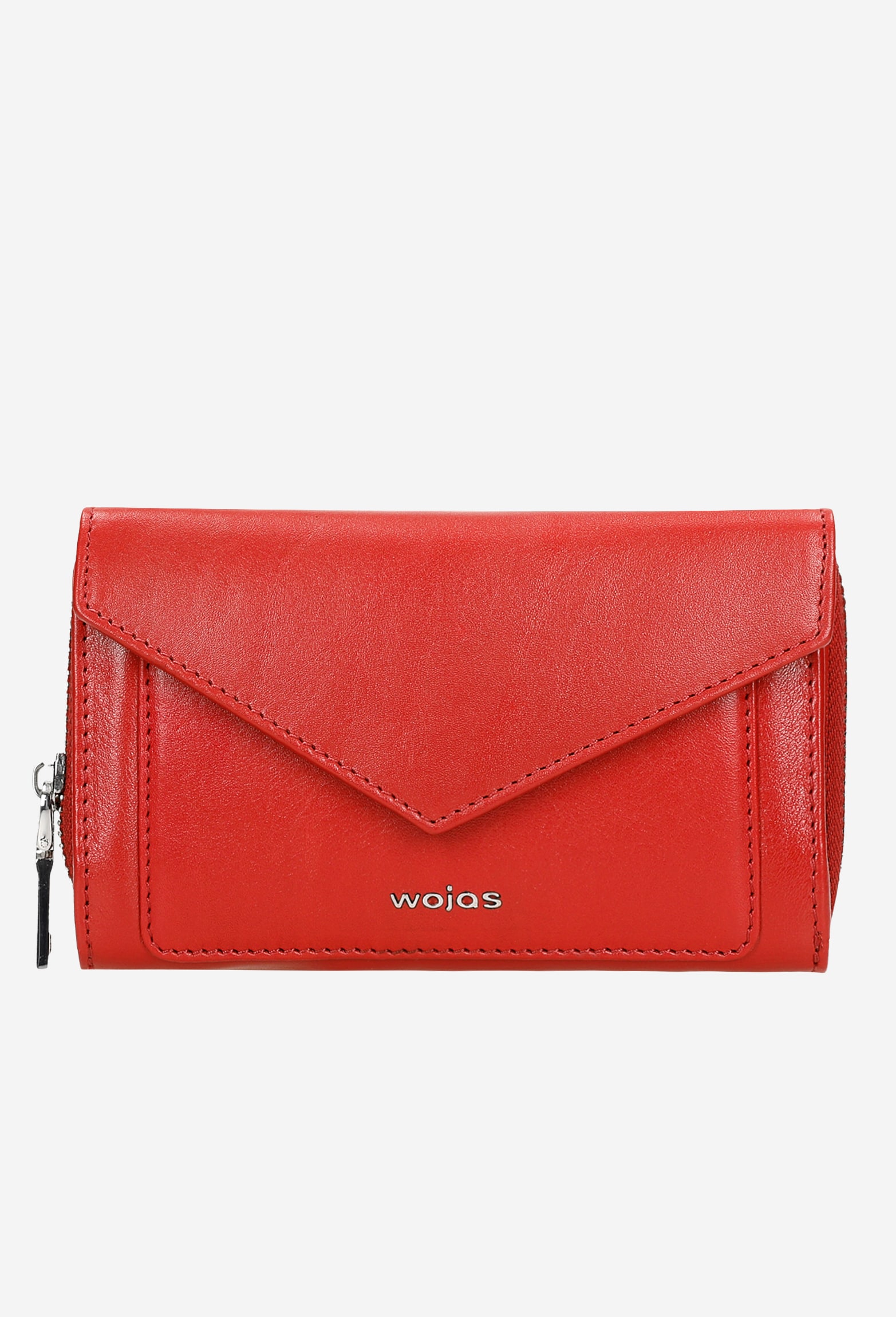 Duży czerwony skórzany portfel damski