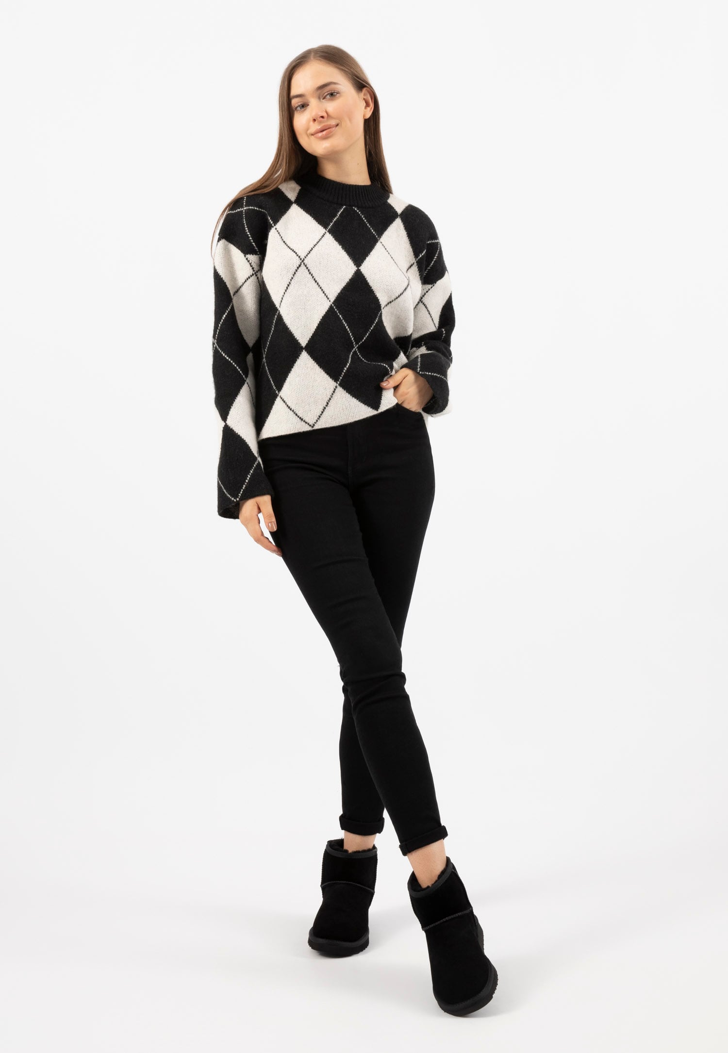 RELAKS ciepłe czarne Śniegowce damskie