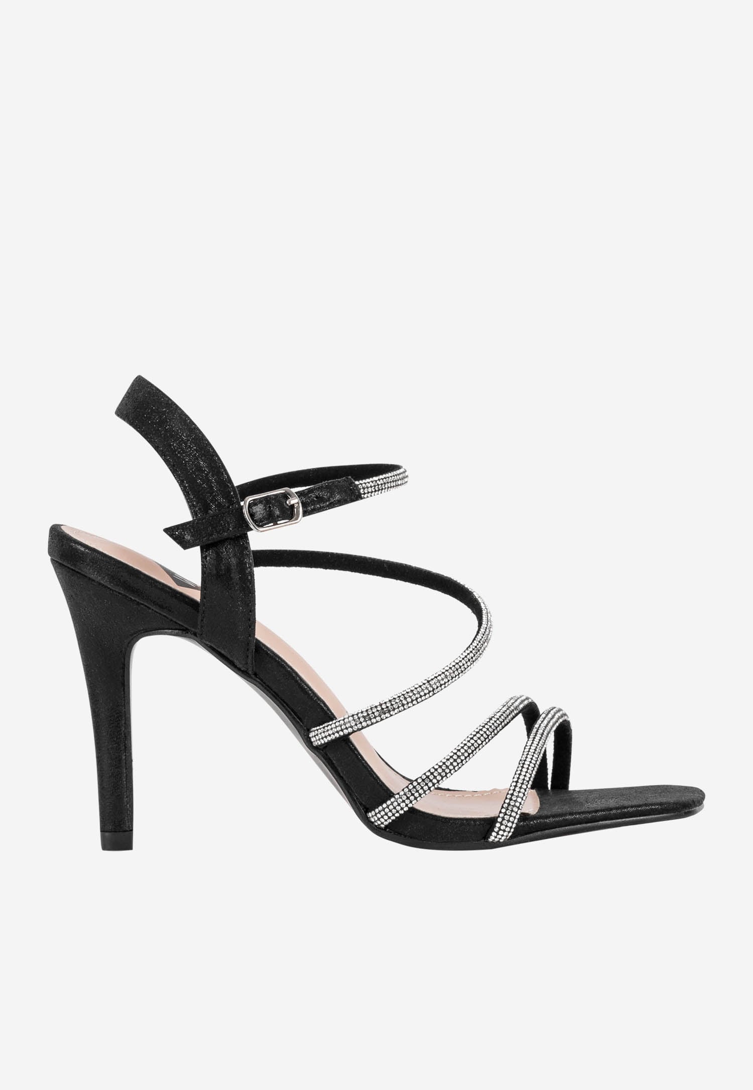 Czarne wieczorowe sandały damskie na obcasie