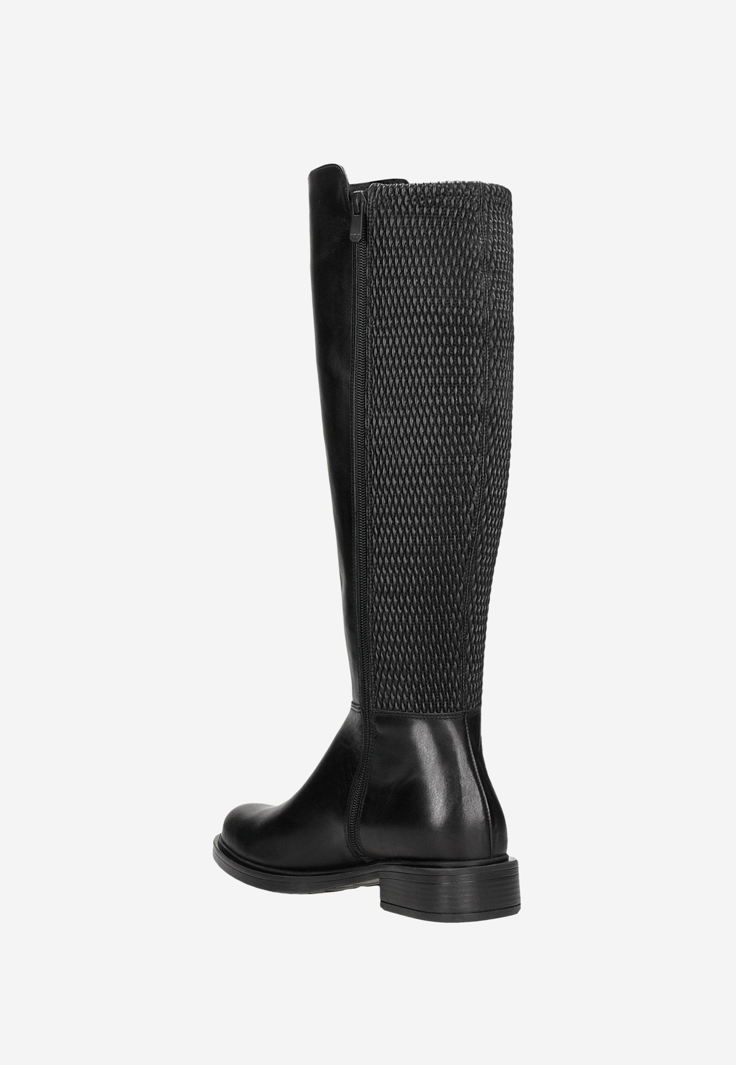 Czarne skórzane kozaki damskie z ociepleniem