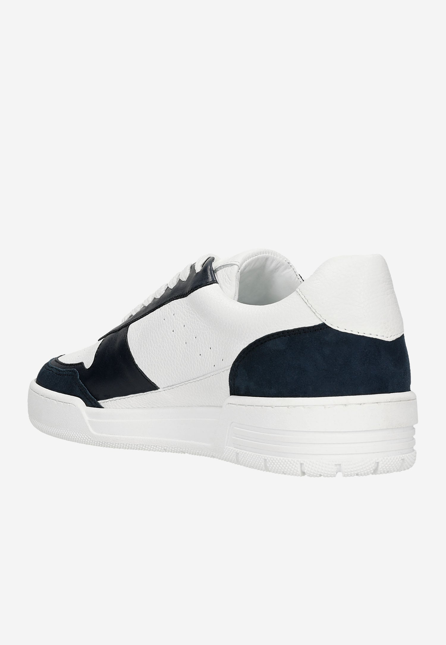 Białe trampki męskie z granatowymi wstawkami