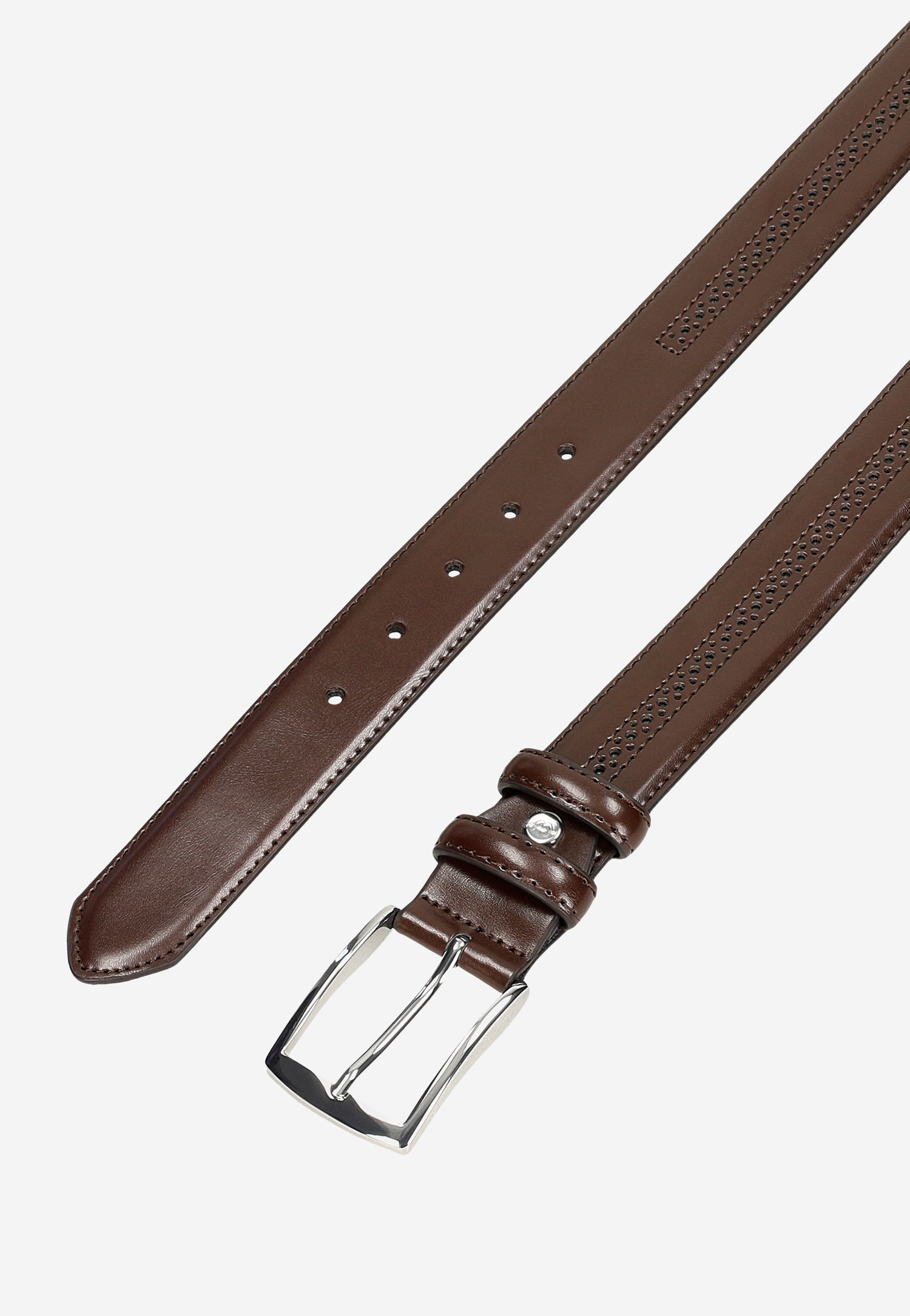 Ciemnobrązowy pasek męski ze skóry licowej