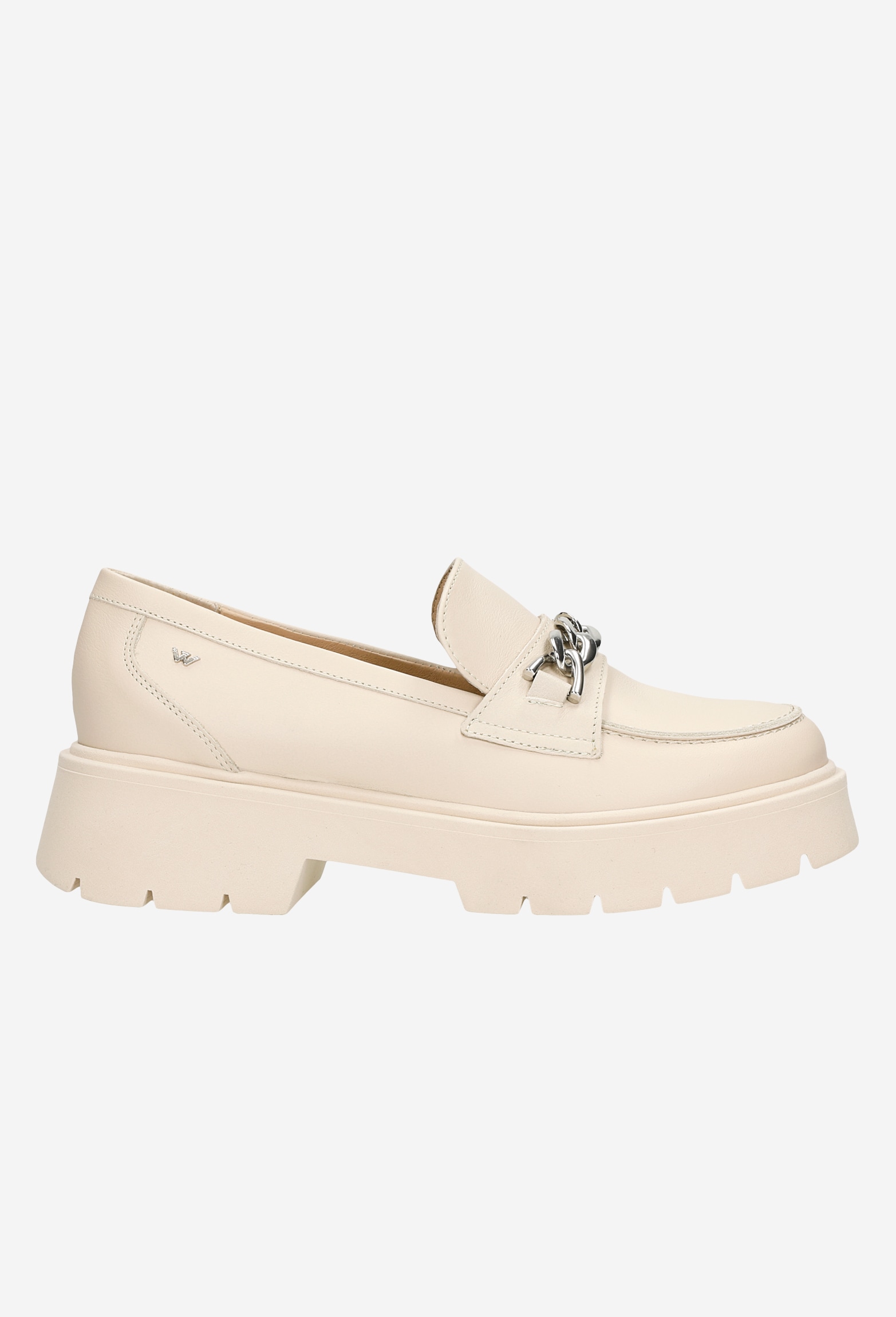 Beżowe mokasyny damskie na grubej podeszwie