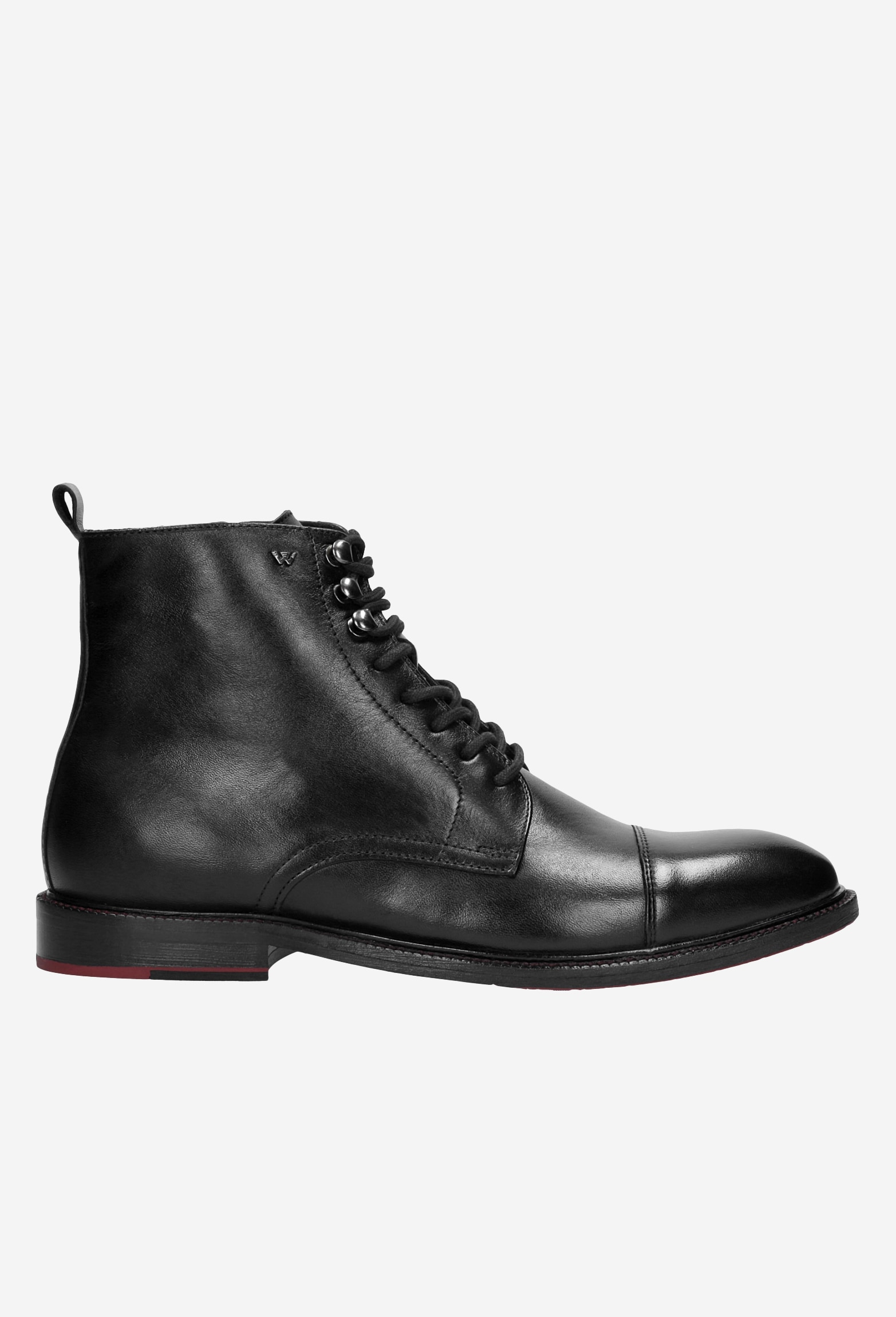 Czarne trzewiki męskie ze skóry licowej